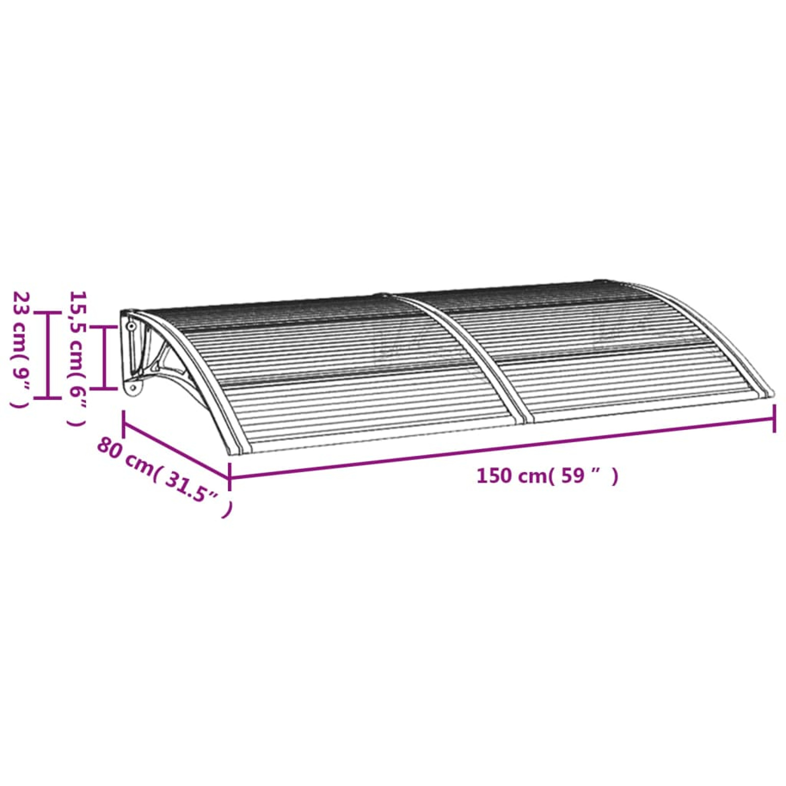Gecheer Black Door Canopy 59.1x31.5inch Polycarbonate