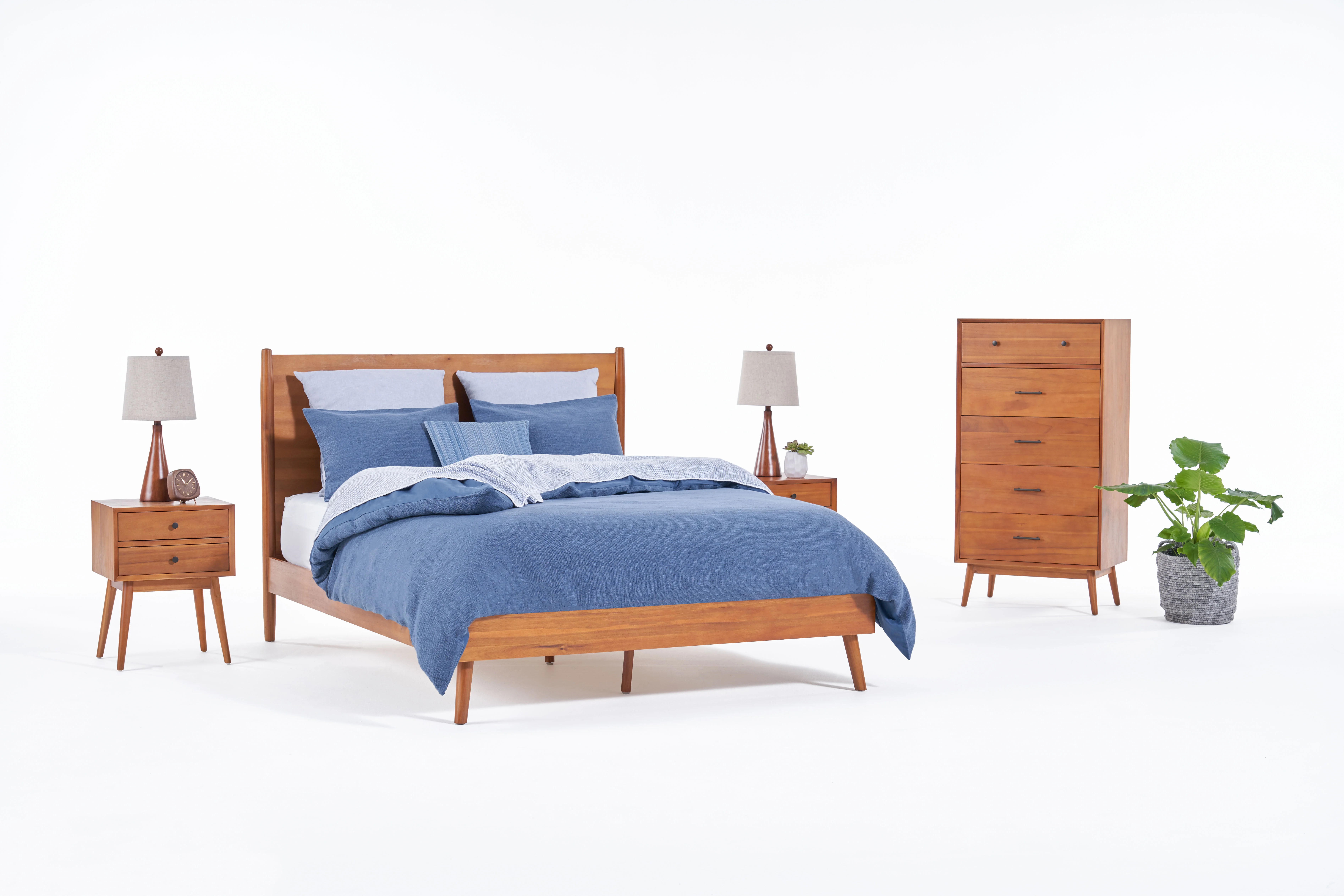 GDF Studio OkiOki Mid Century Bedroom Collection, Natural 5 Drawer King
