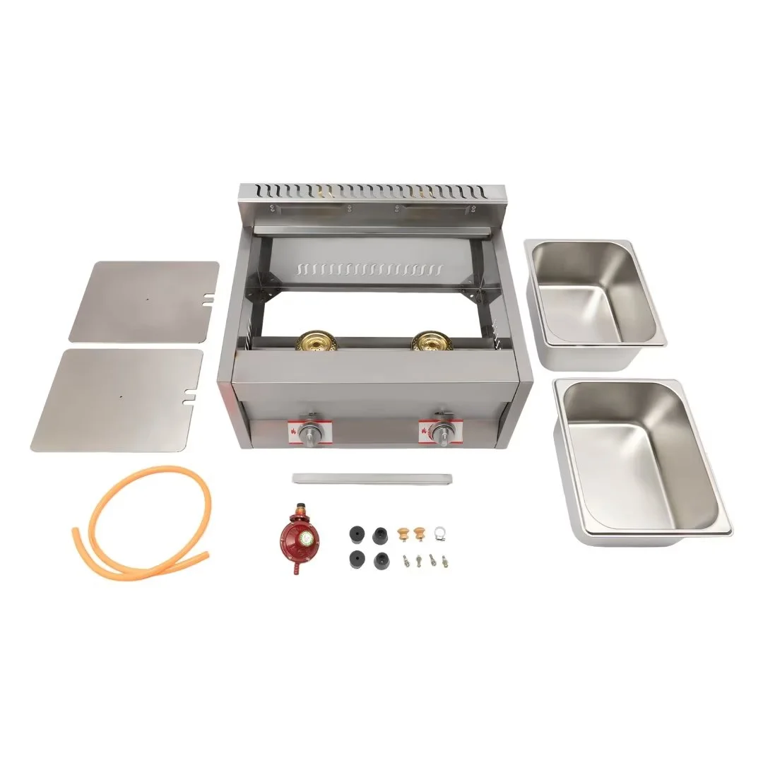 TFCFL 2-Pan 400 fl oz Commercial Gas Bain Marie Buffet Countertop Food Warmer Steam Cooking Heating Pot 26.79