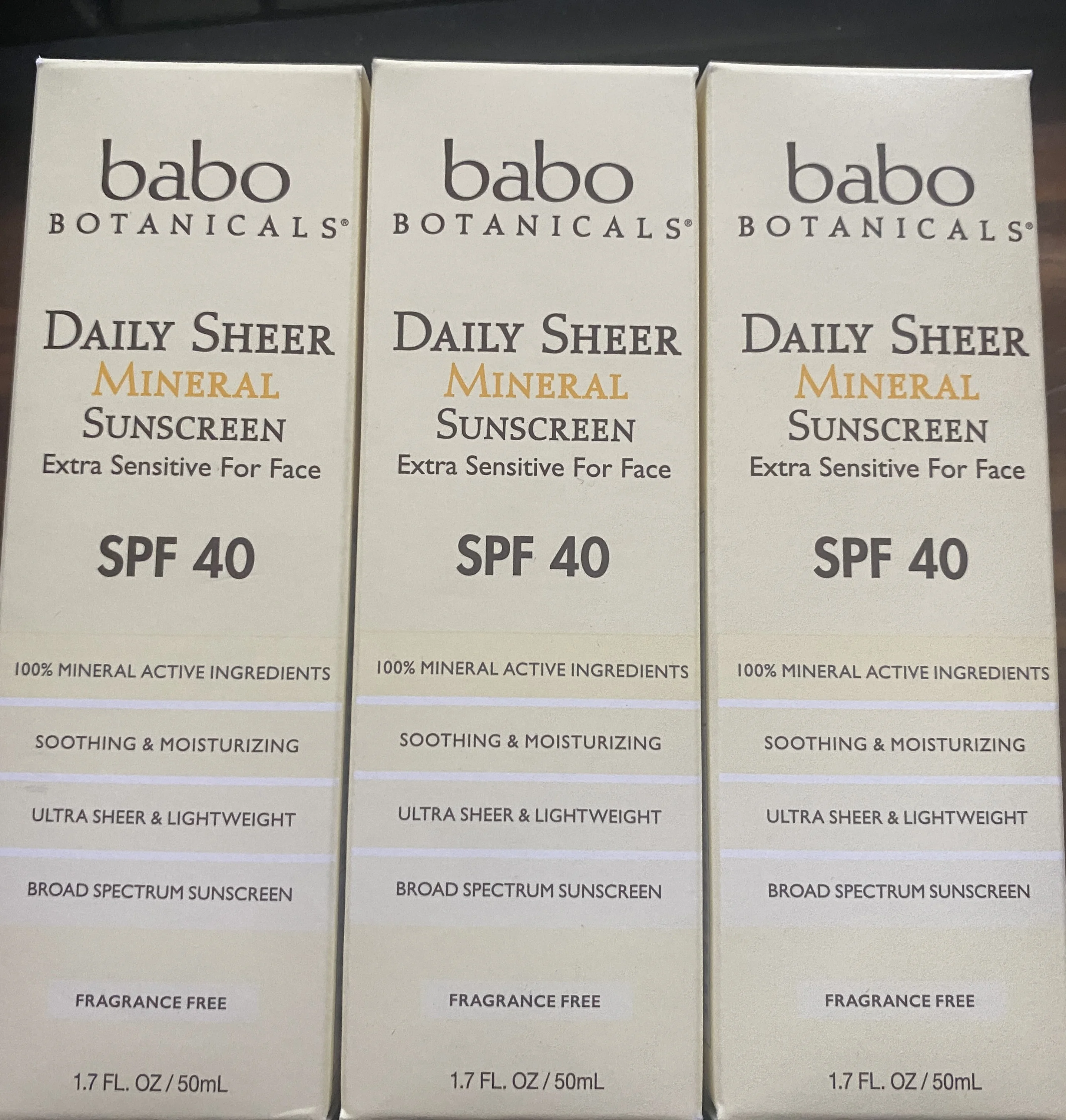 Babo Botanicals  Daily Sheer Mineral Sunscreen SPF40  Pack  3 Tubes