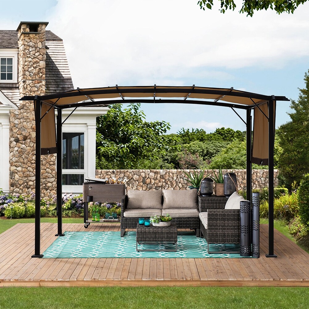 12 x 9 Ft Outdoor Pergola Patio Gazebo Retractable Shade Canopy