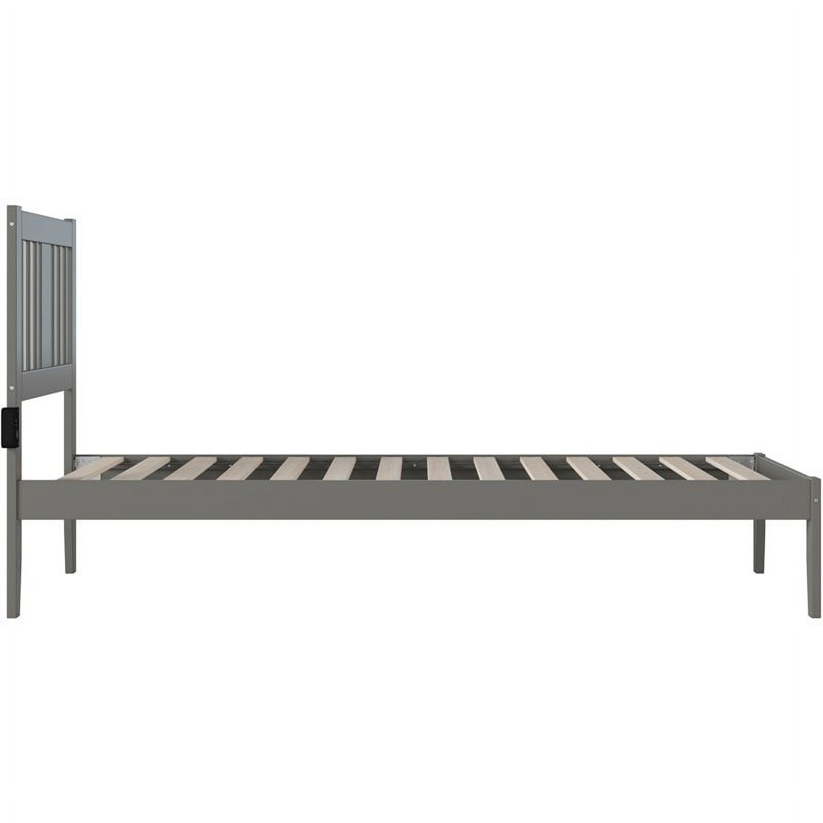 Bowery Hill Solid Wood Twin XL Spindle Bed with USB Turbo Charger in Gray