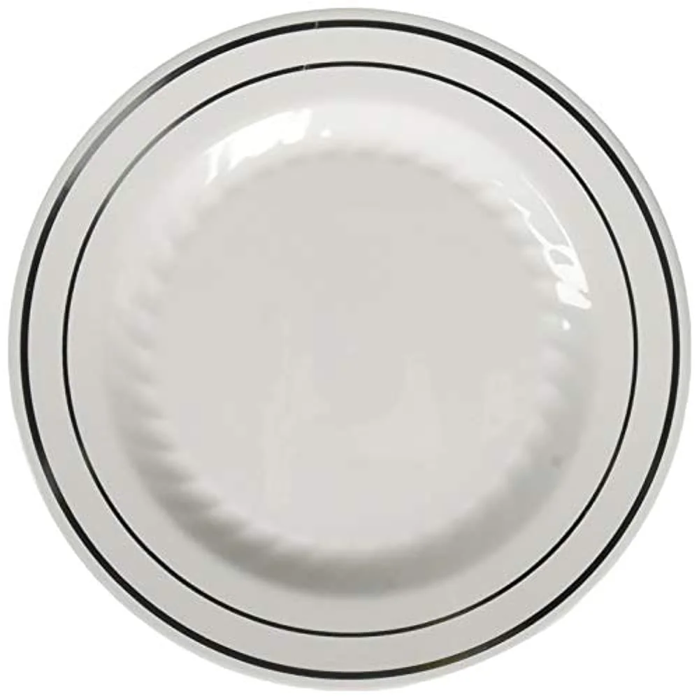 Fineline Settings Silver Splendor White With Silver Round China-Like 6