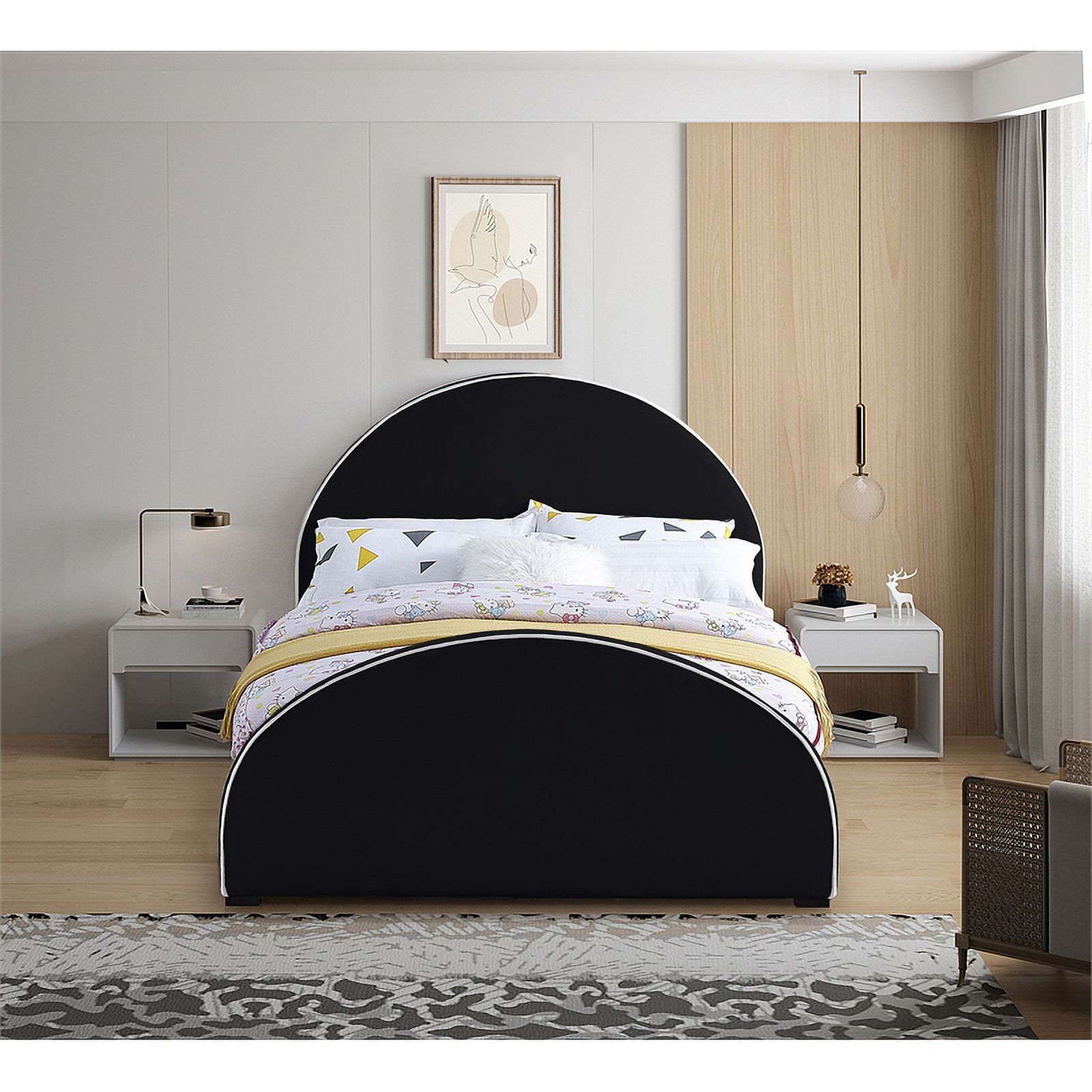 Meridian Furniture Brody Black Velvet Queen Bed