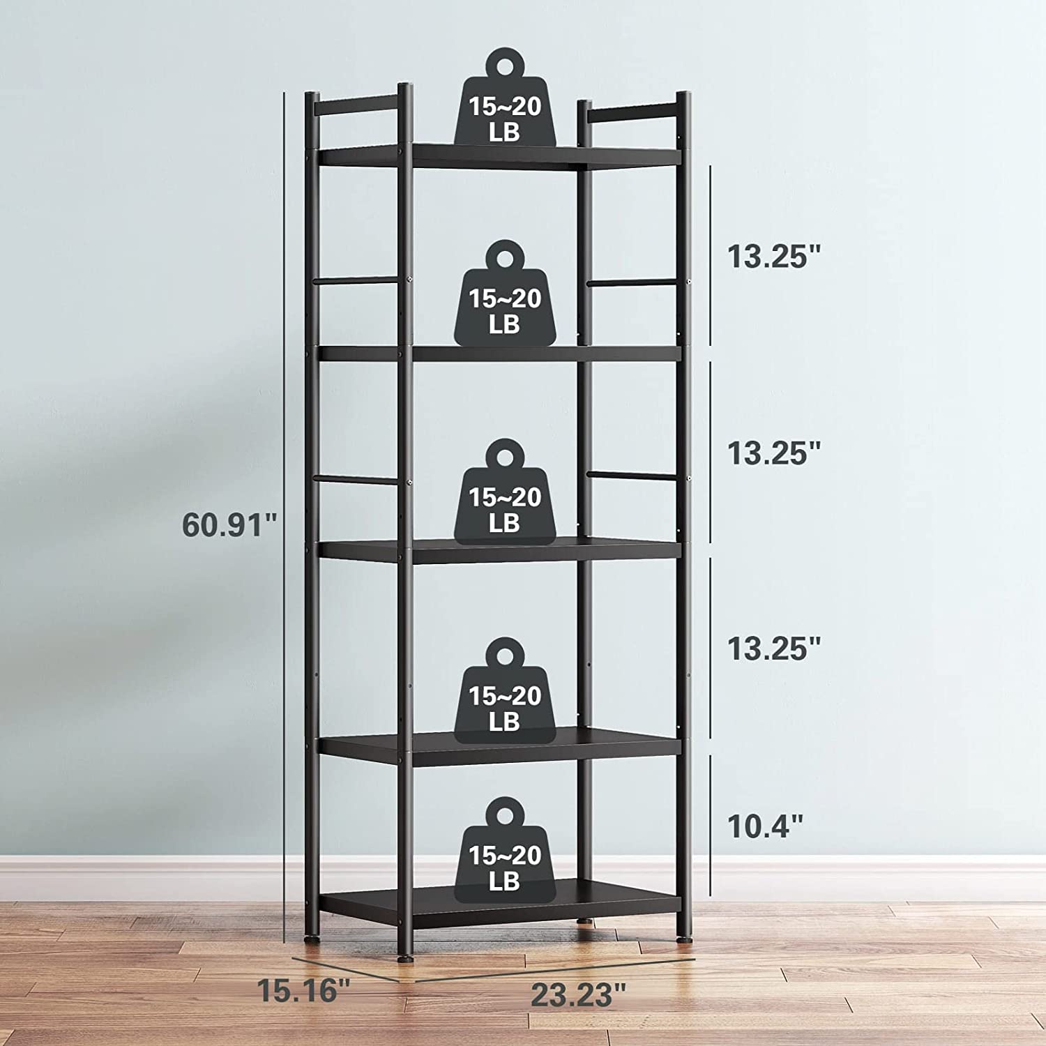 DIQIN 4 Tiers Kitchen Bakers Rack, Heavy Duty Free Standing Baker's Rack for Kitchens with Storage, Upgraded Industrial Microwave Stand Rack (23.23 L x 15.16 W x 46.85 H)
