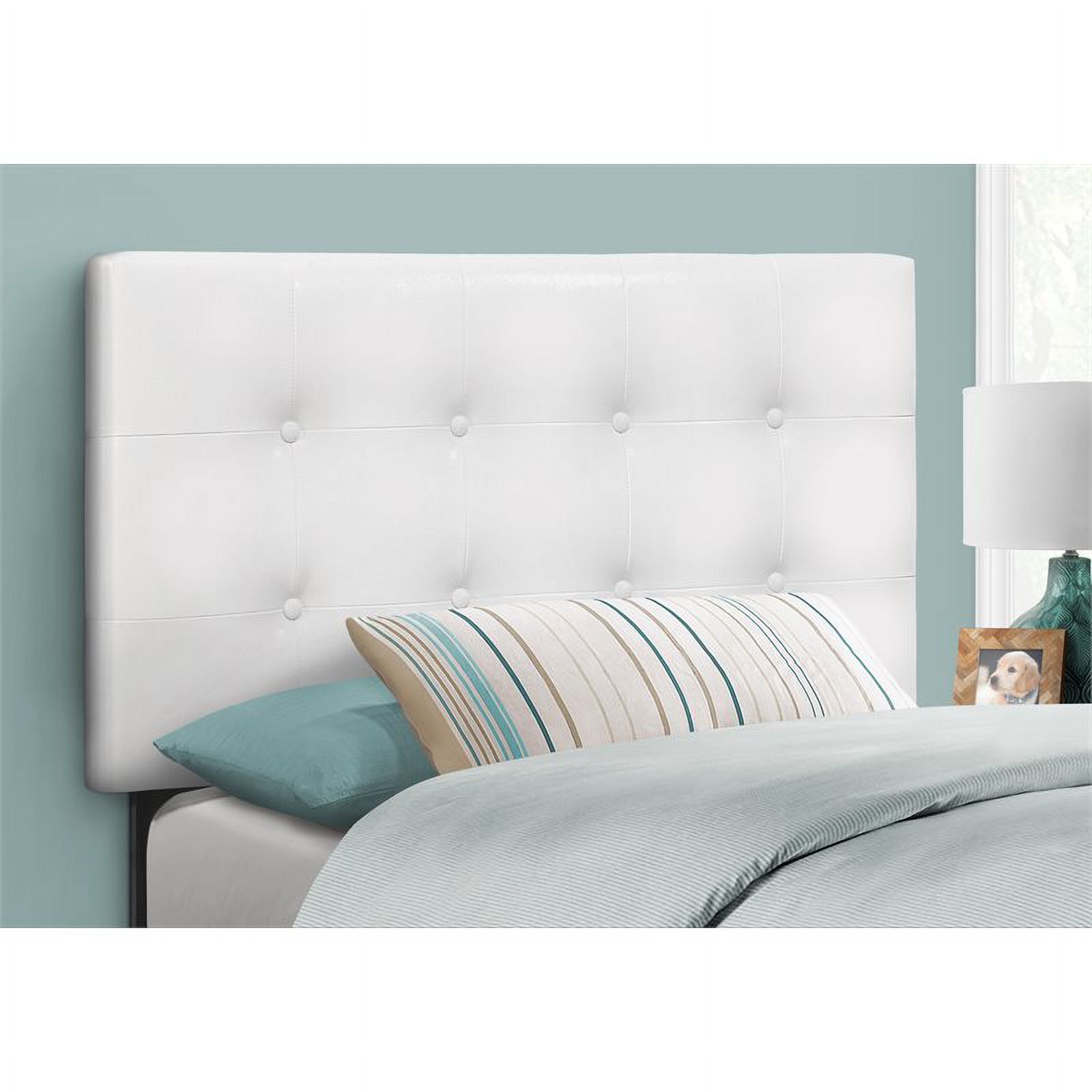 Bowery Hill Bed Headboard Twin Size Bedroom Upholstered Pu Leather Look White