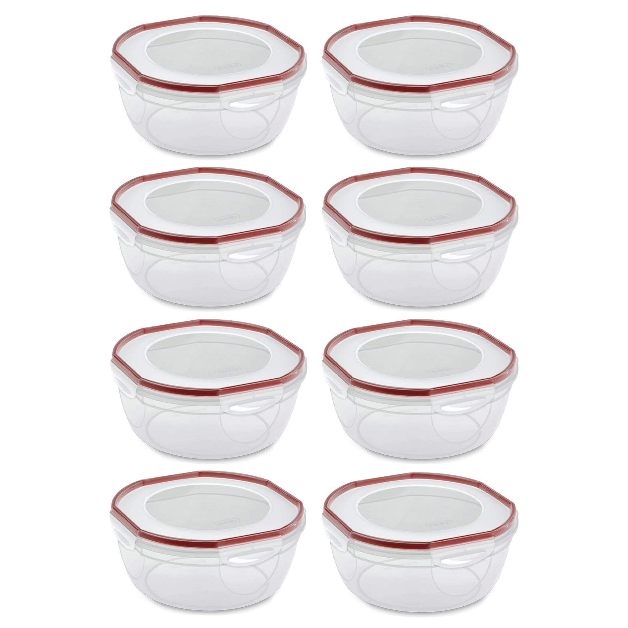 Sterilite Ultra Seal 4.7 Qt Plastic Food Storage Bowl Container, (8 Pack)