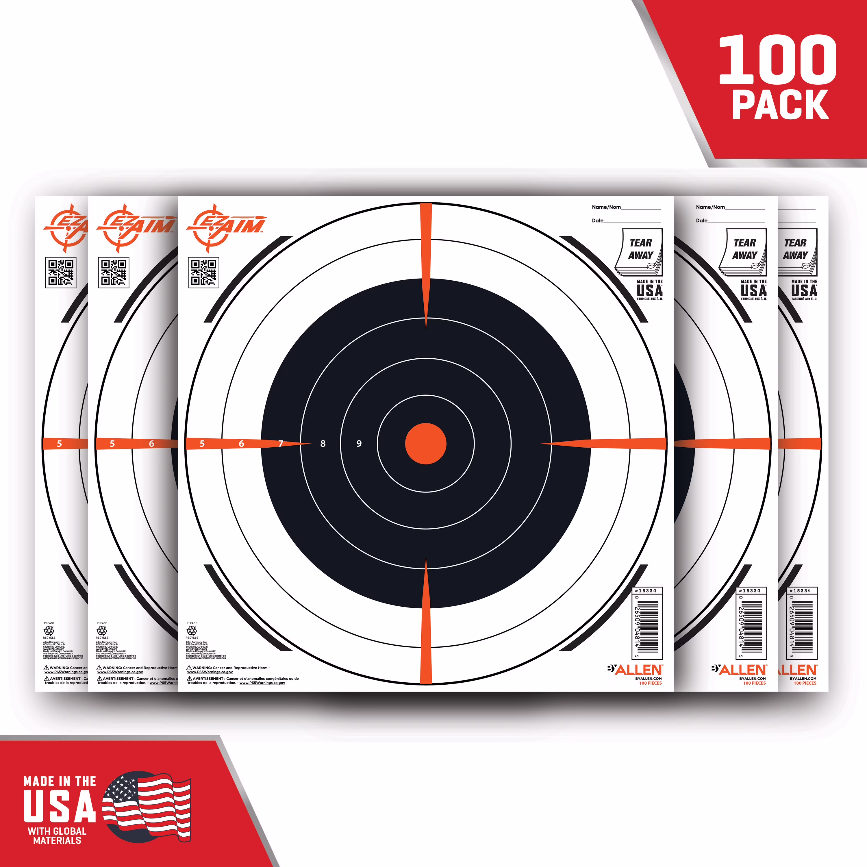Ez Aim Bullseye Paper Shooting Targets by Allen Company, 12