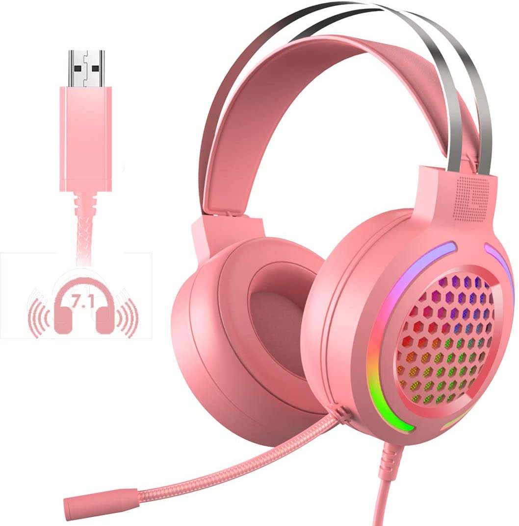 US Gaming Headset 7.1 Channel Headphones RGB for PC Laptop PS4 Computer Music