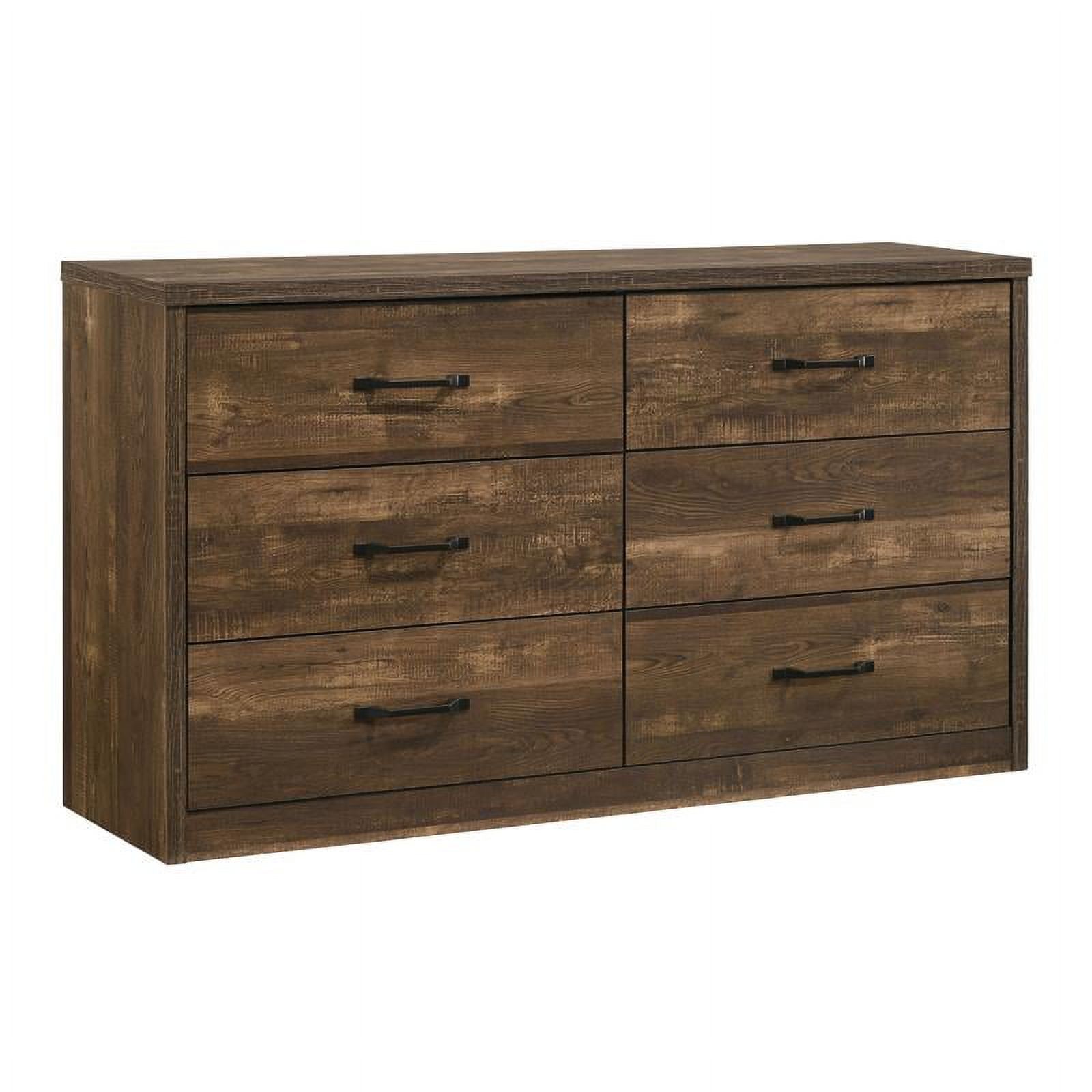 Bowery Hill Rustic Wood Dresser with USB Port in Walnut Finish