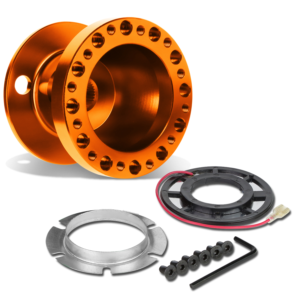 DNA Motoring HUB-ALU-OH106-OR Aluminum Steering Wheel 6 -Hole Hub Adaptor Kit (Orange) - For 1990 to 1995 Honda Accord / Prelude 91 92 93 94
