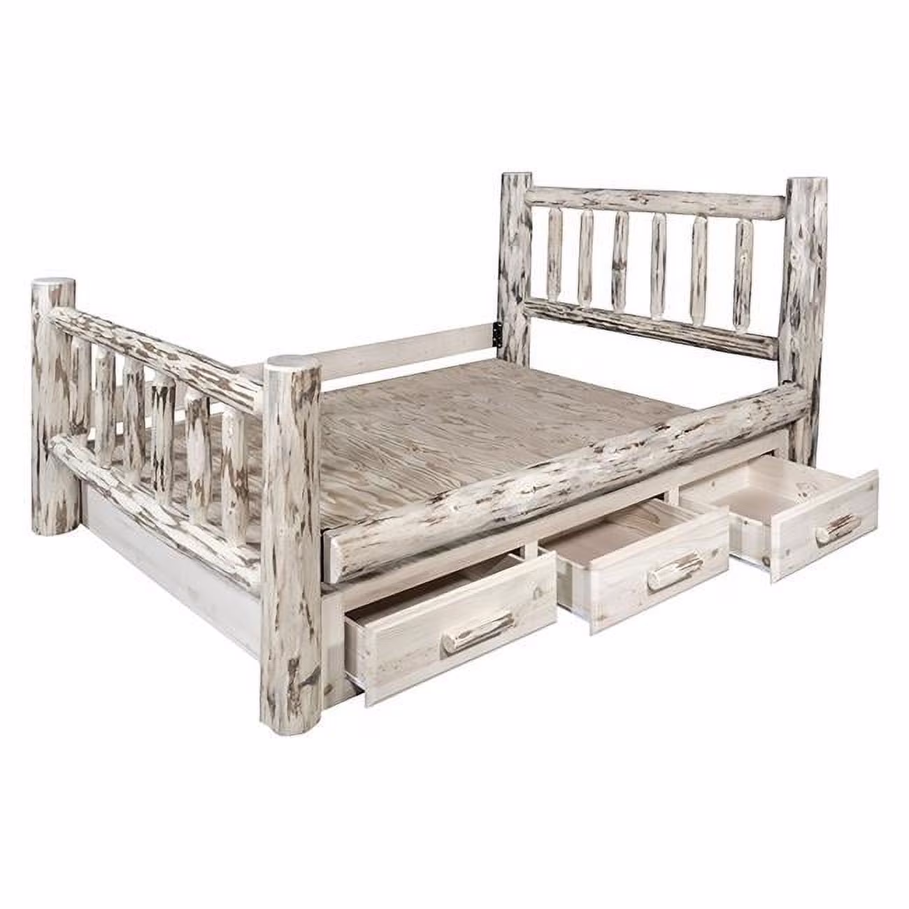 Montana Woodworks  Montana Collection Twin Bed with Storage - Clear Lacquer Finish