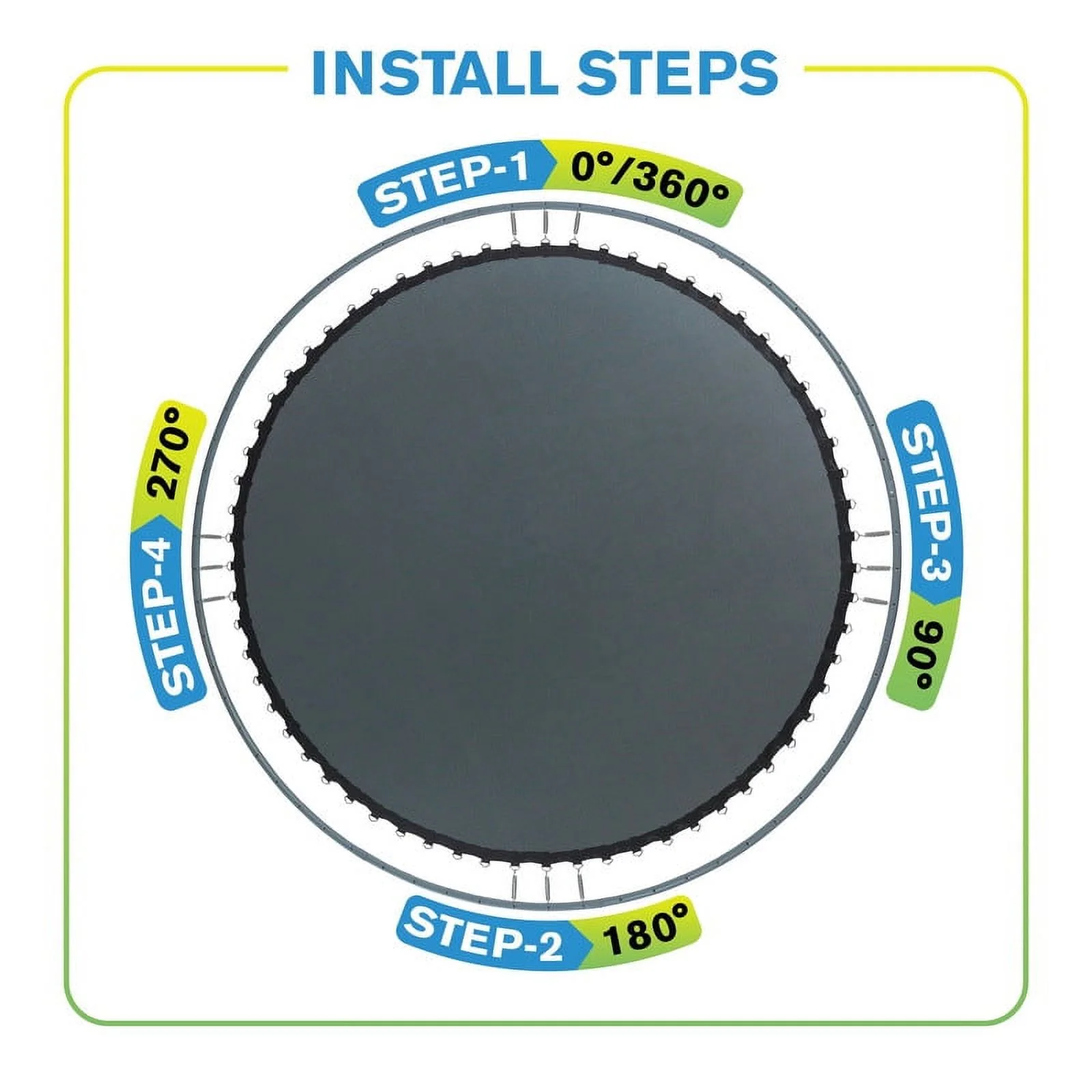 Machrus Upper Bounce Trampoline Replacement Mat with Sturdy 54 V-Rings - Jumping Mat Compatible with 9ft Round Frame & 5.5