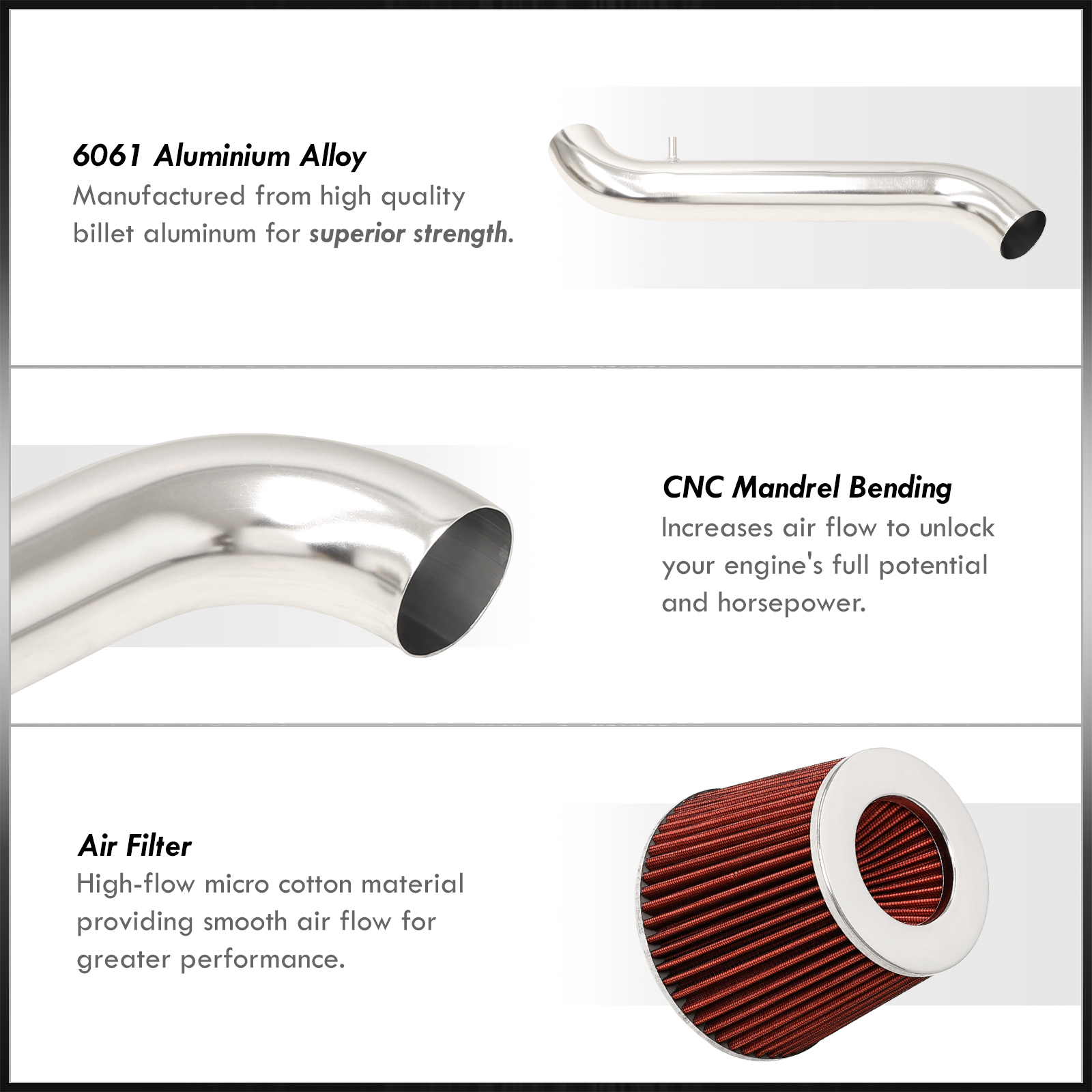 AJP Distributors Cold Air Short Ram Intake CAI Induction System Polish Aluminum Pipe Filter Compatible/Replacement For Honda Accord Prelude 2.2L 1992 1993 1994 1995 1996 1997 1998 1999 2000 2001 2002