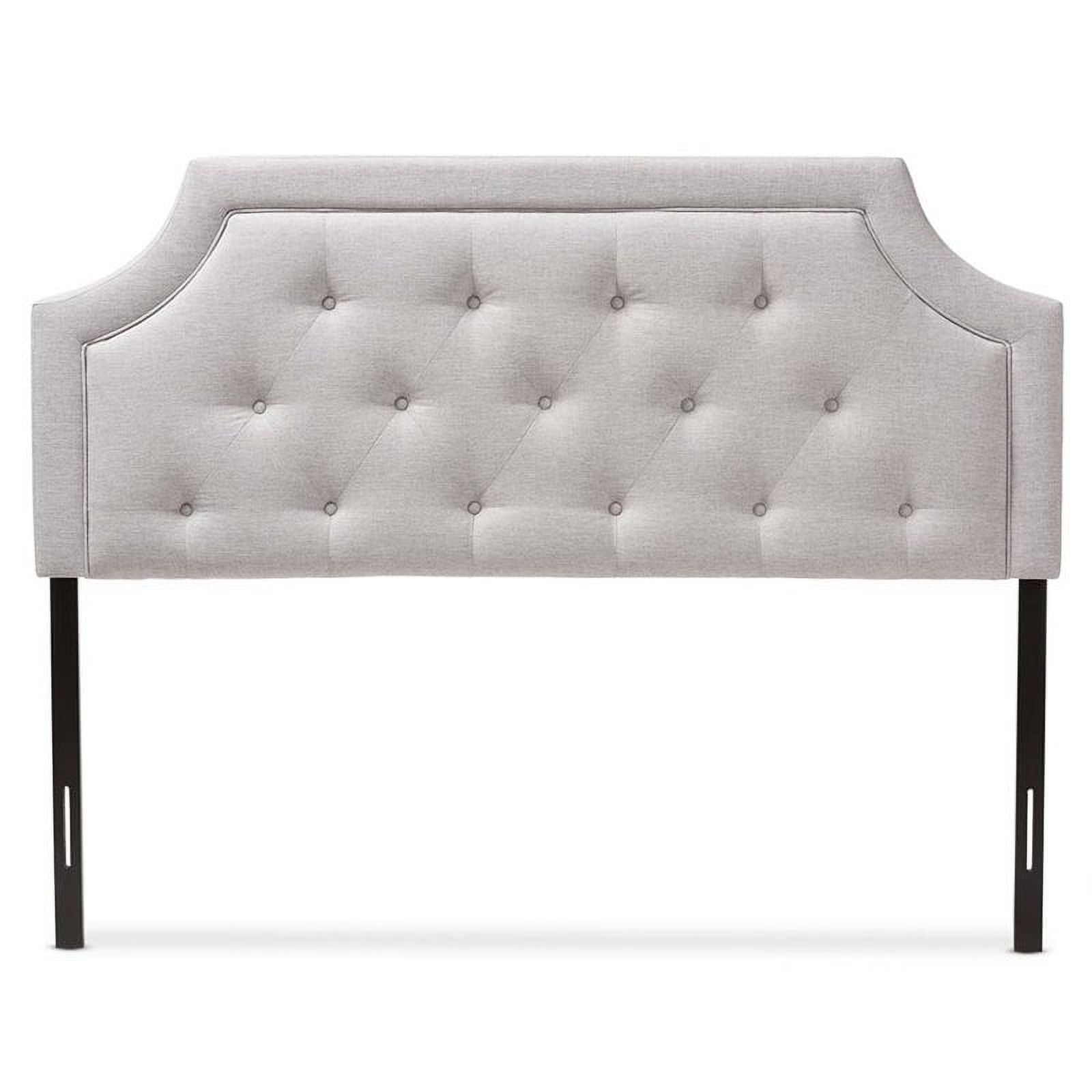 Bowery Hill Fabric Tufted King Headboard in Grayish Beige Finish
