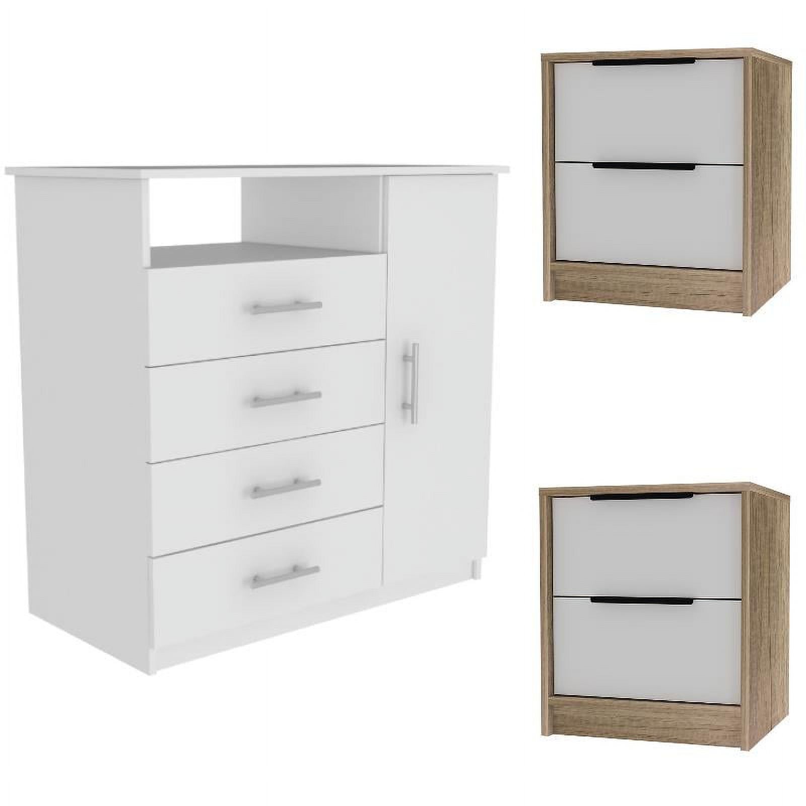 Home Square 3-Piece Set with Four Drawer Dresser and 2 Nightstands