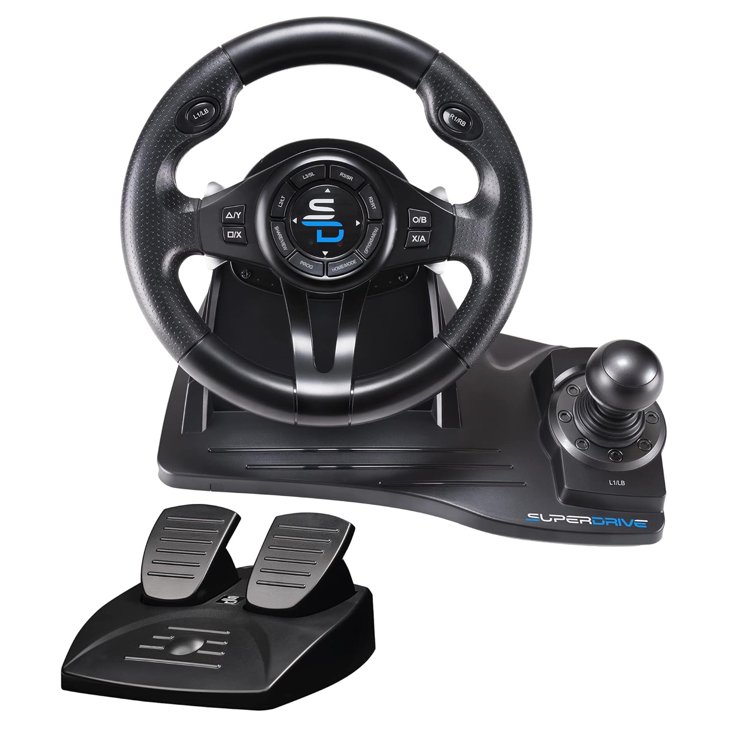 Superdrive - GS550 steering racing wheel with pedals, paddles, shifter and vibration (Compatible with Xbox Series X/S, Xbox One, PS4, PS3, Switch, PC)