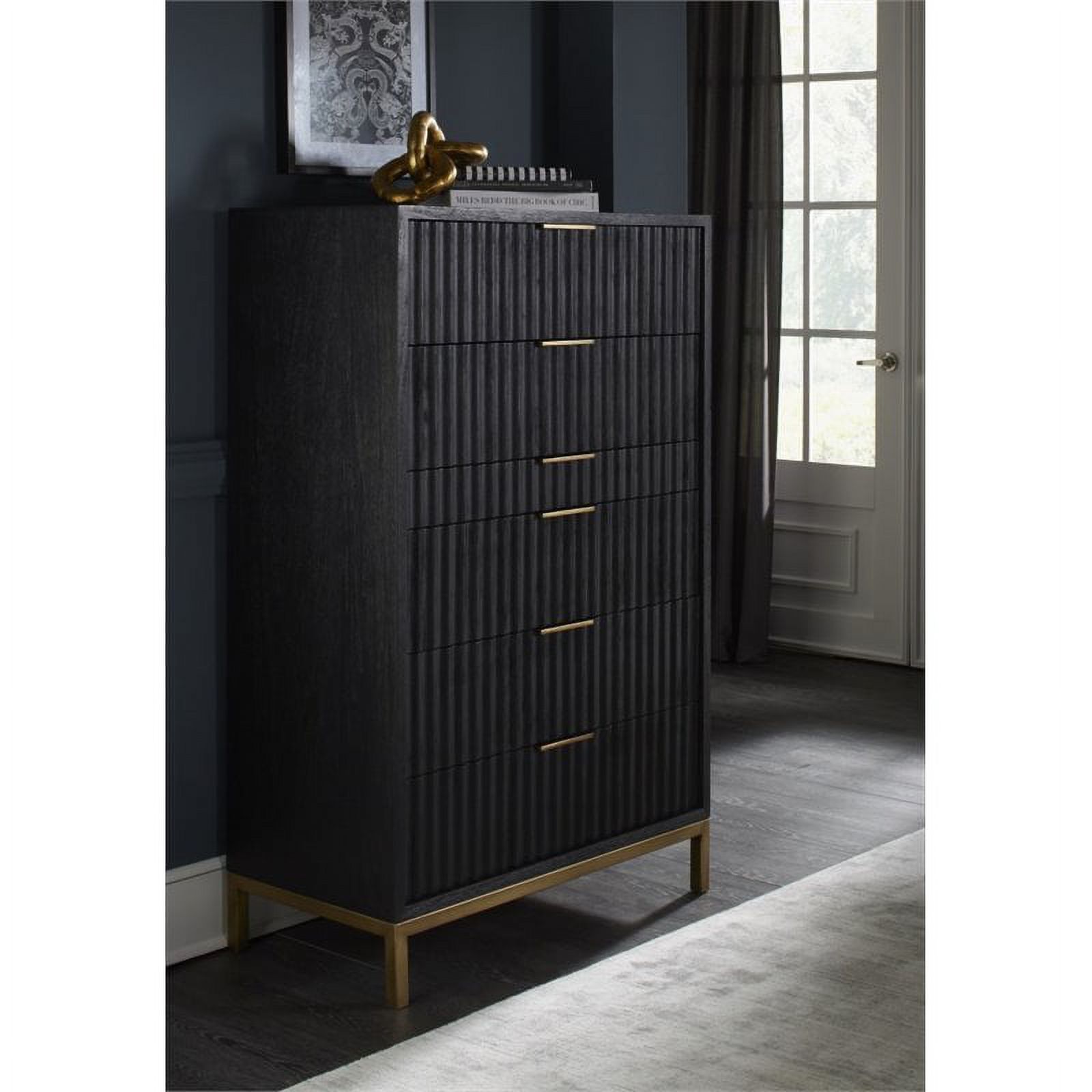 Bowery Hill 6-Drawer Solid/Mahogany Wood Chest in Transparent Black