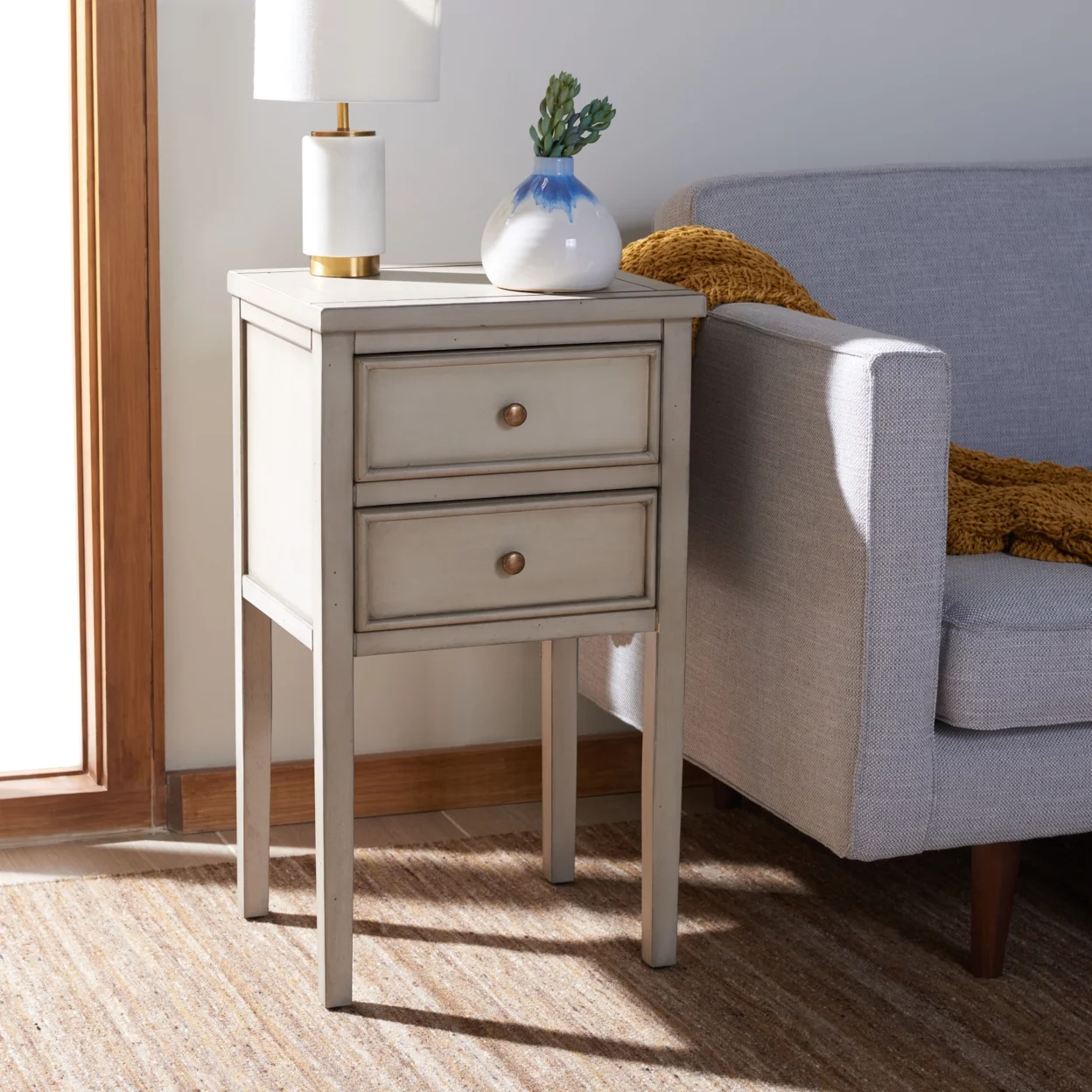 SAFAVIEH Toby Nightstand With Storage Drawers White Birch