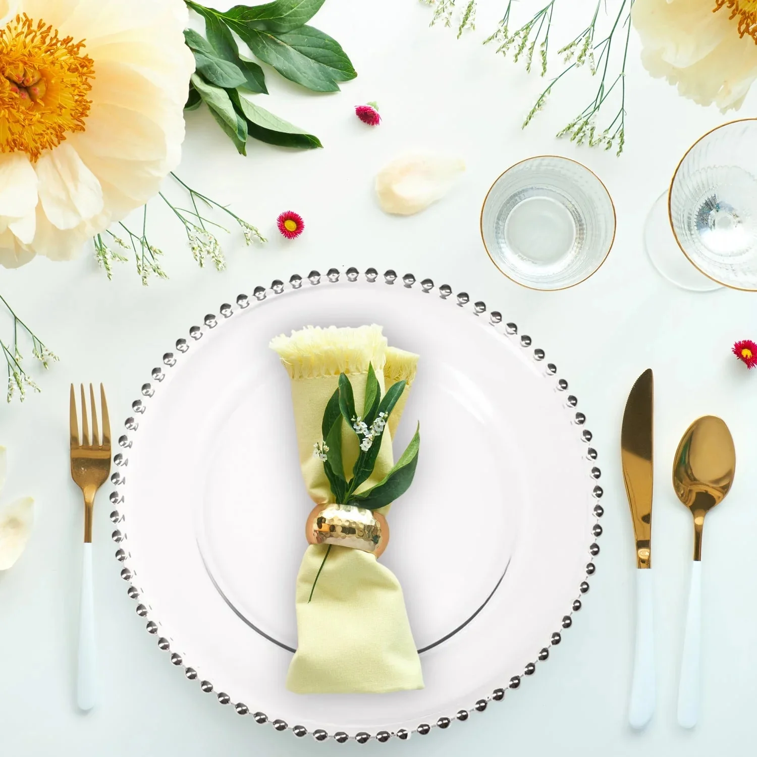 6 Pack | Silver Beaded Plastic Charger Plates