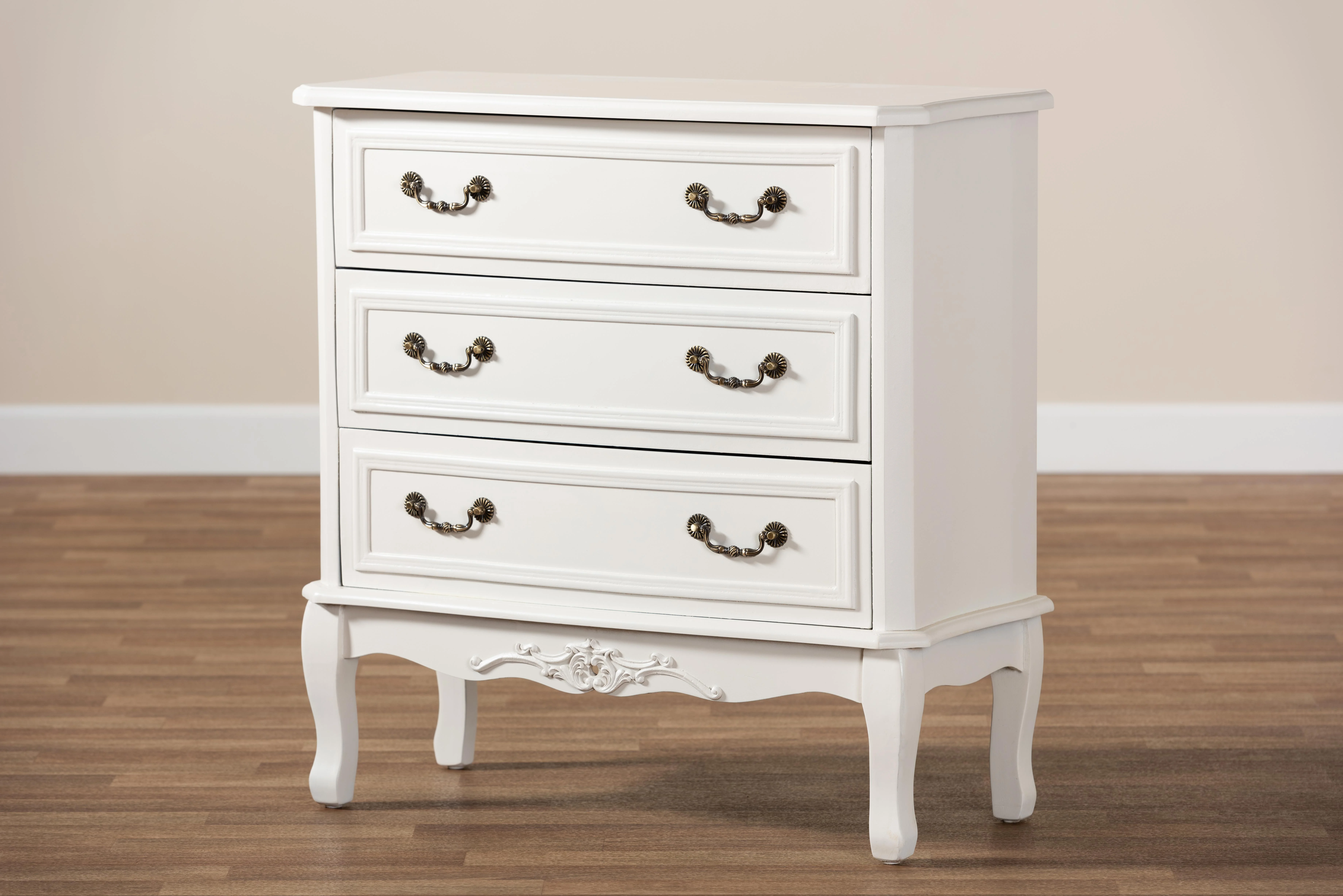 Baxton Studio Gabrielle Traditional French Country Provincial White-Finished 3-Drawer Wood Dresser