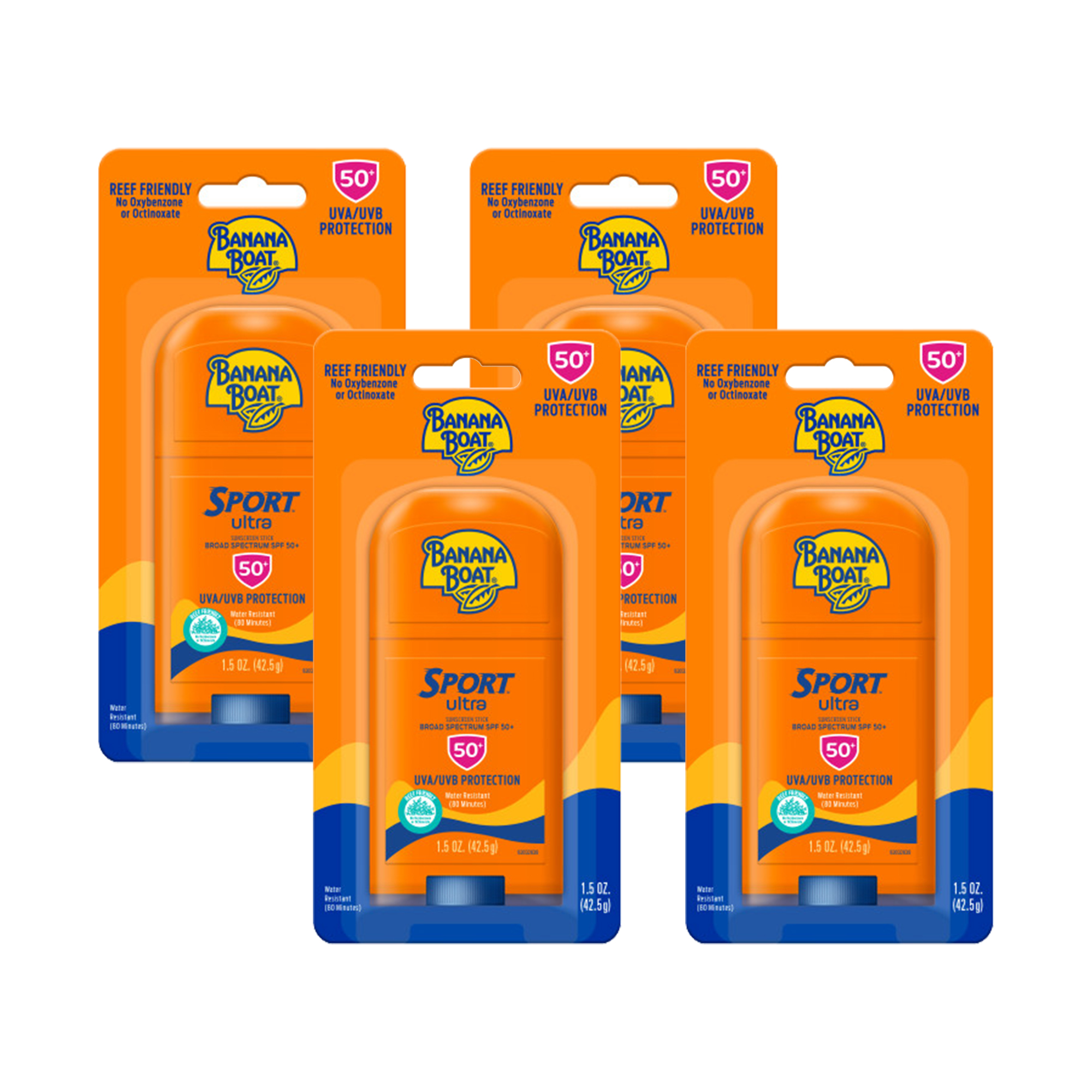 Banana Boat Ultra Sport Sunscreen Stick SPF 50+, 1.5 oz (Pack of 4)