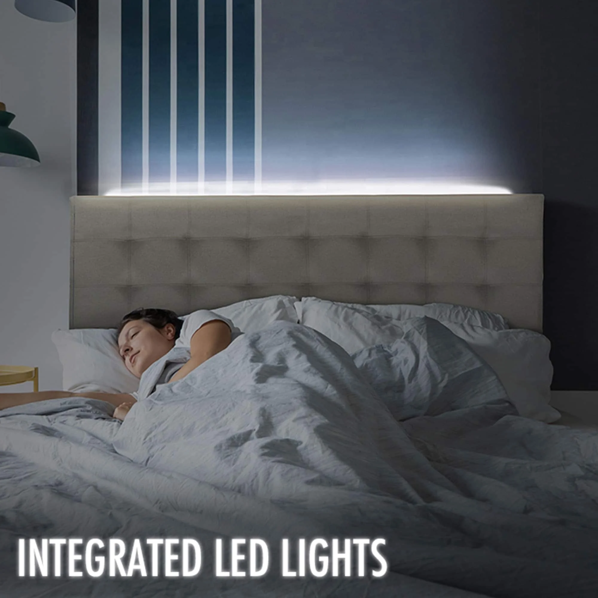 Madison Classic Wood Tufted Upholstered Bed, Queen, Blue/Black