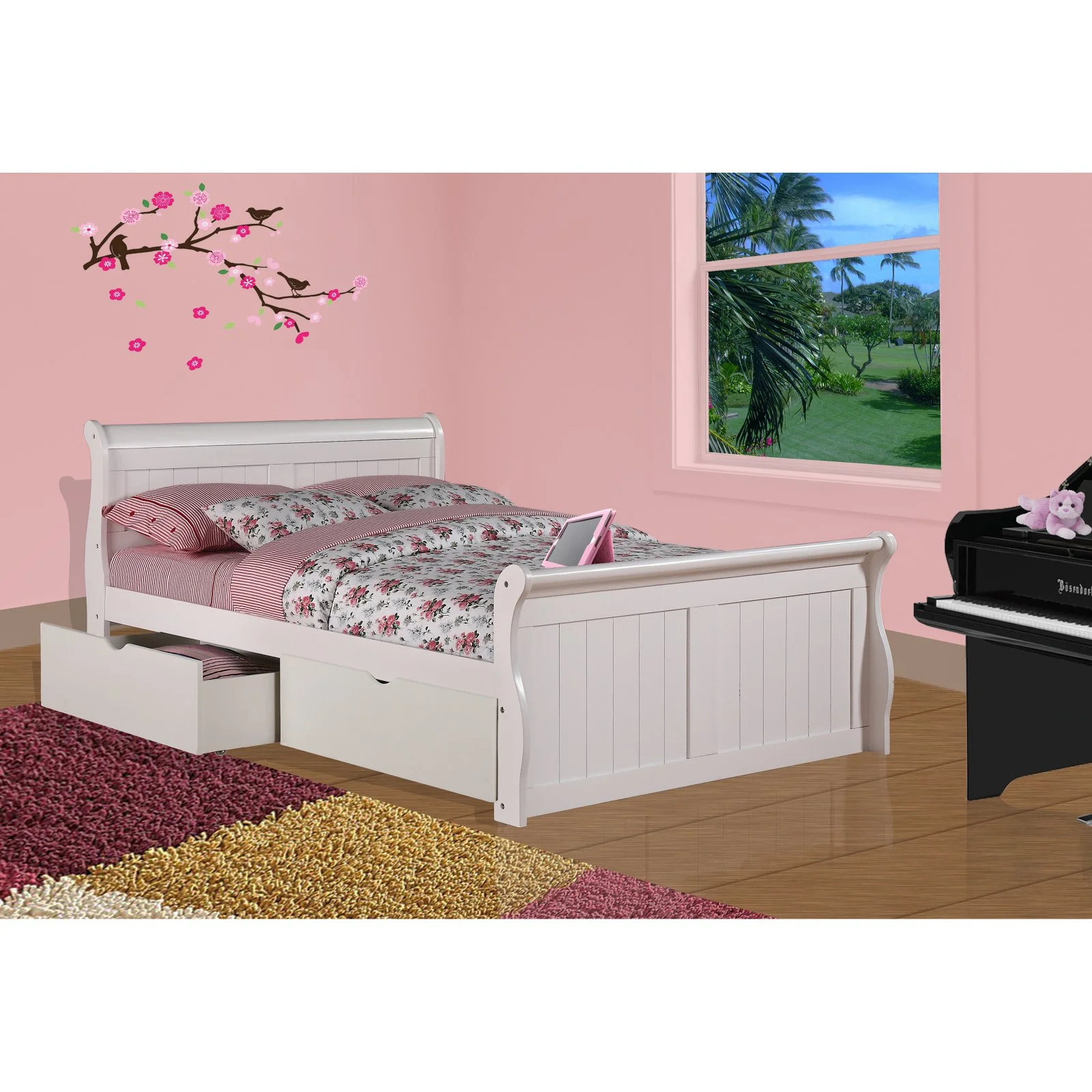 Donco Sleigh Bed - White