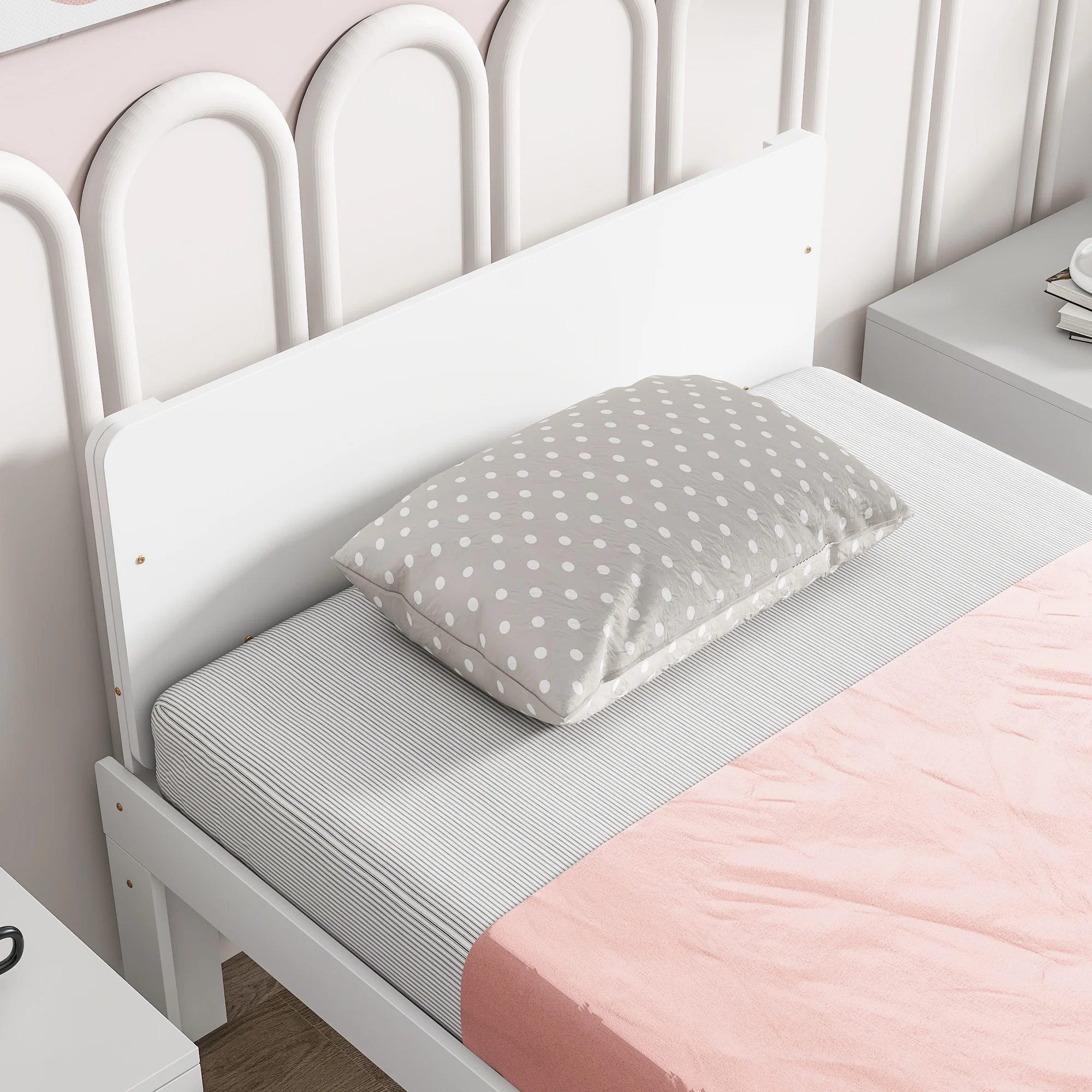 Holaki Twin Bed with Footboard Bench ,White