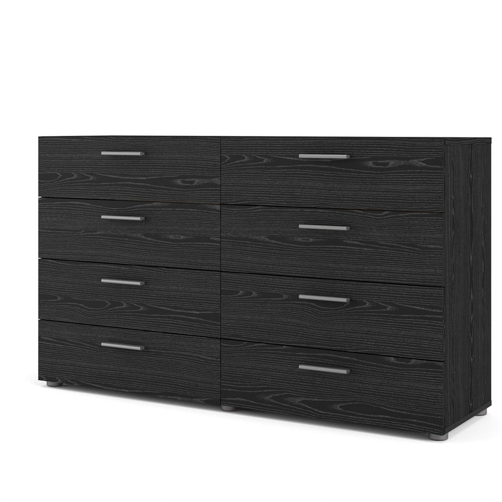 Home Square 2 Piece Set with 8 Drawer Dresser and Nightstand in Black Woodgrain