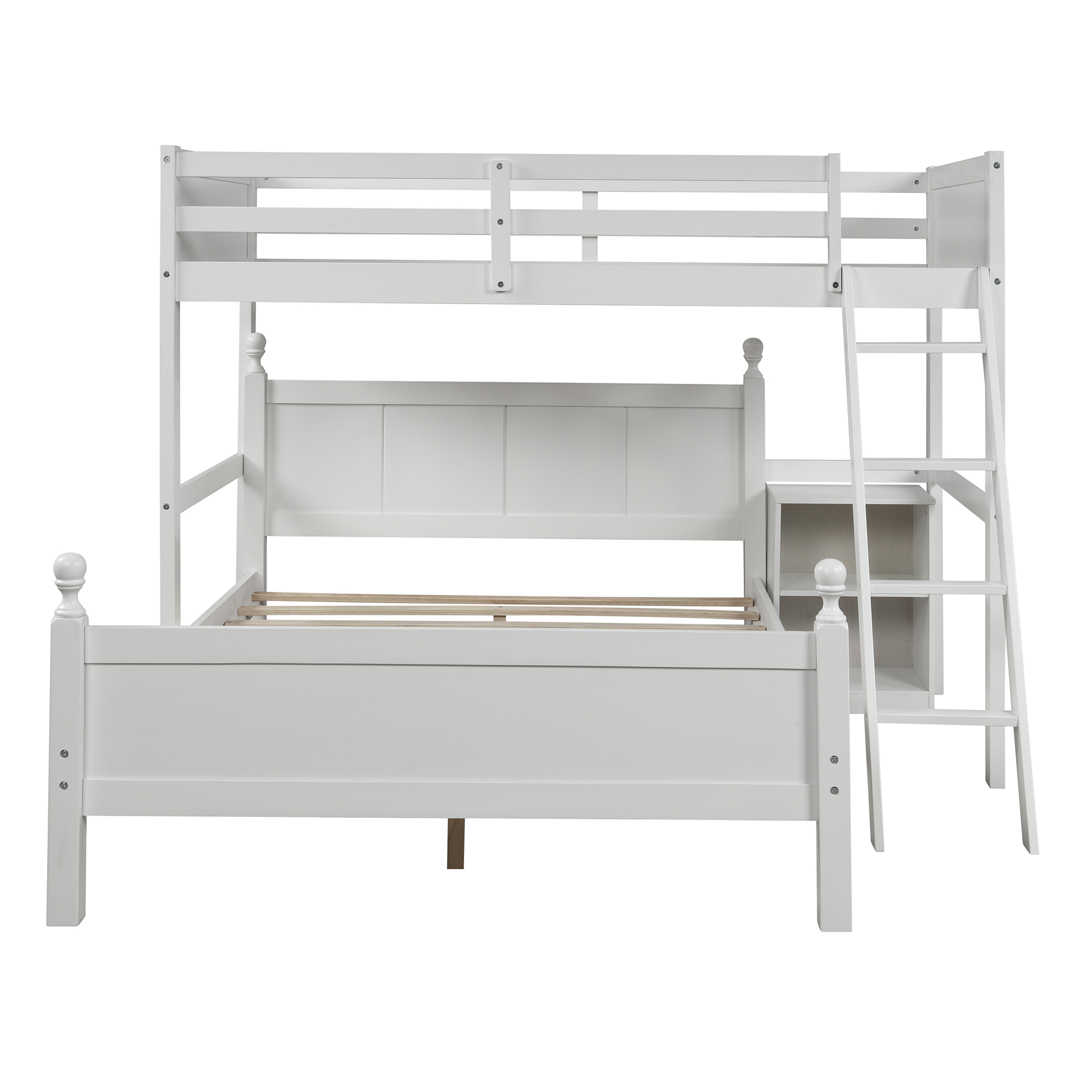 Dcenta Twin over Full Loft Bed with Cabinet, White(Expected Arrival Time:4.5)