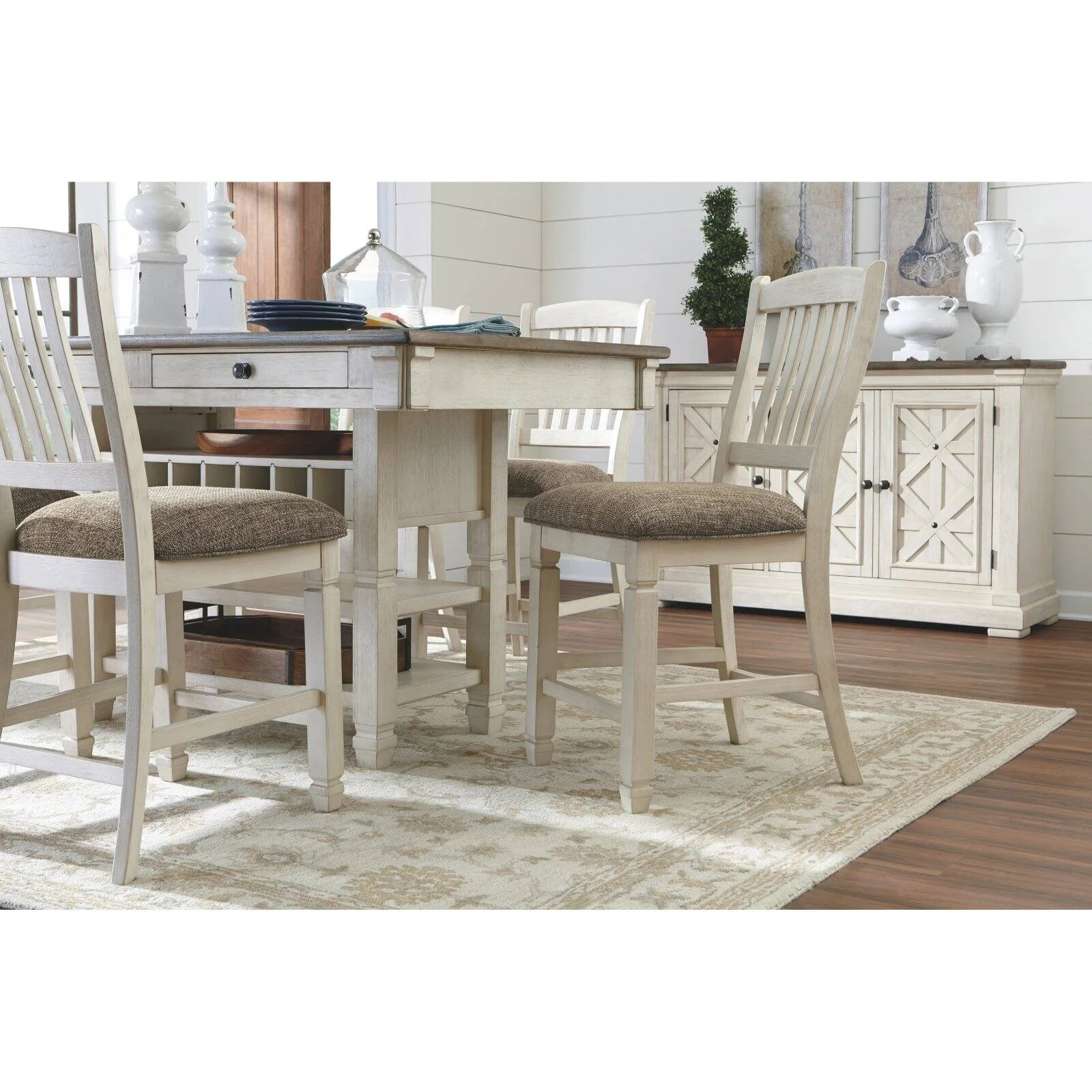 Ashley Bolanburg Engineered Wood Counter Height Dining Table in Two-Tone