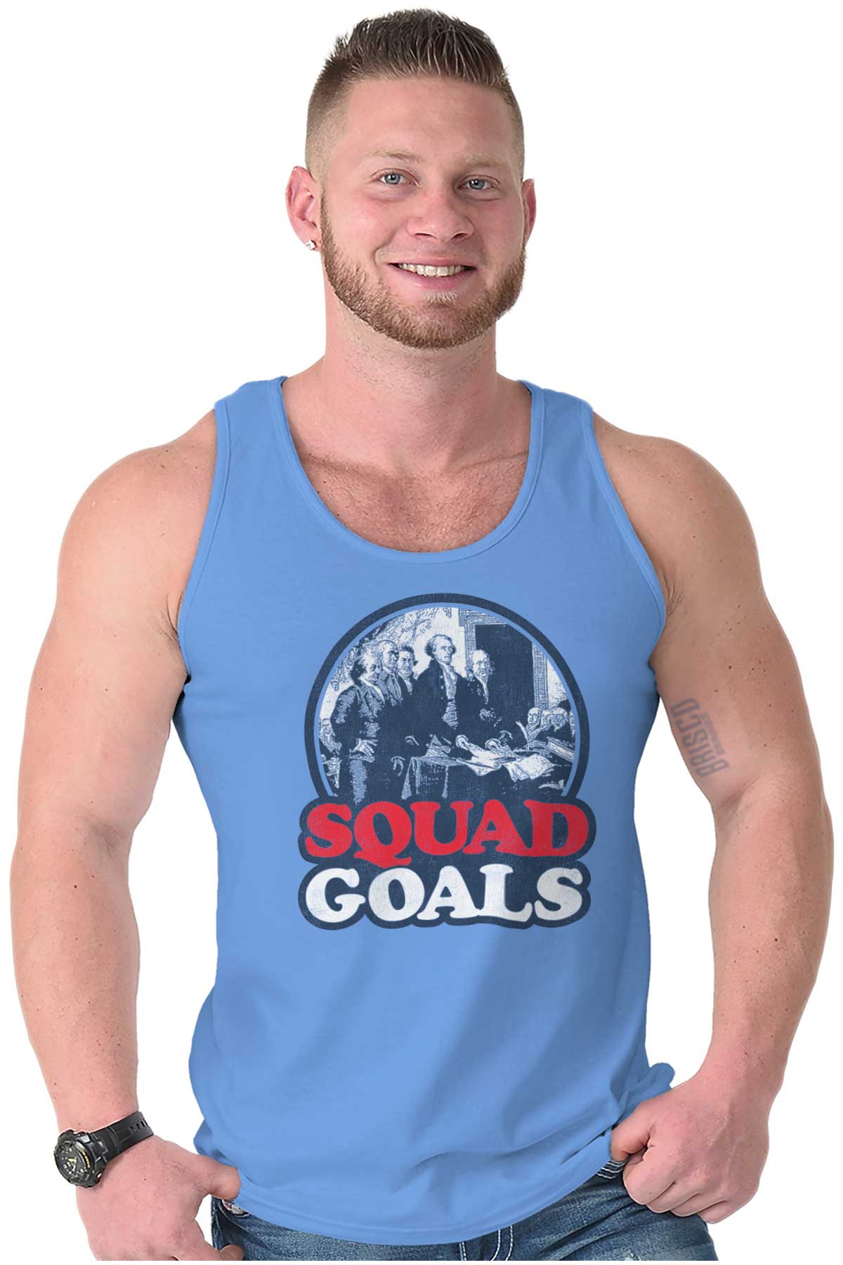 Squad Goal Founding Fathers Funny USA Tank Top T Shirts Men Women Brisco Brands S