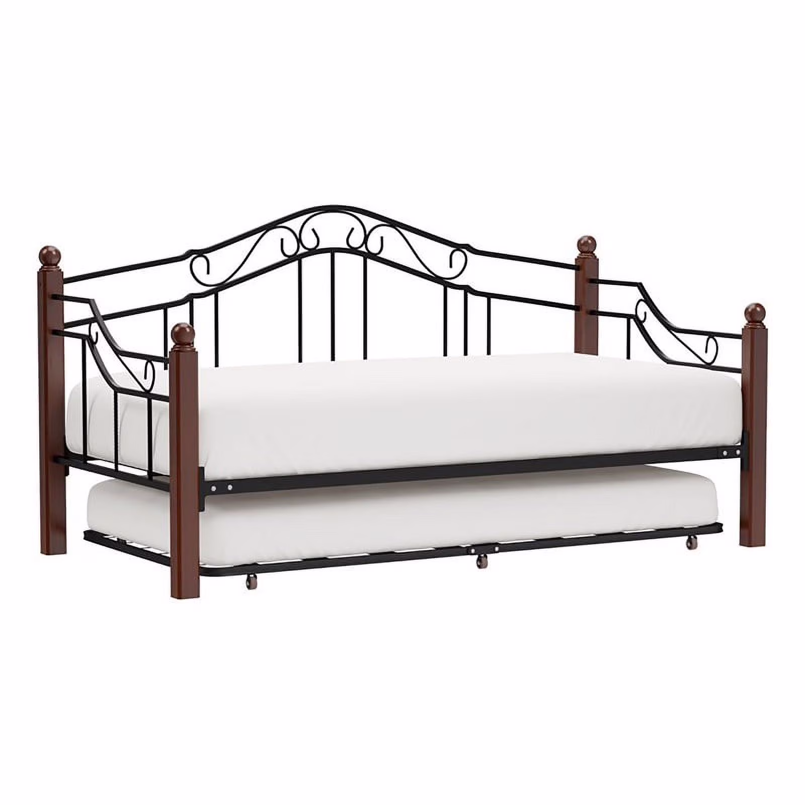 Bowery Hill Contemporary Metal Daybed with Suspension Deck in Black