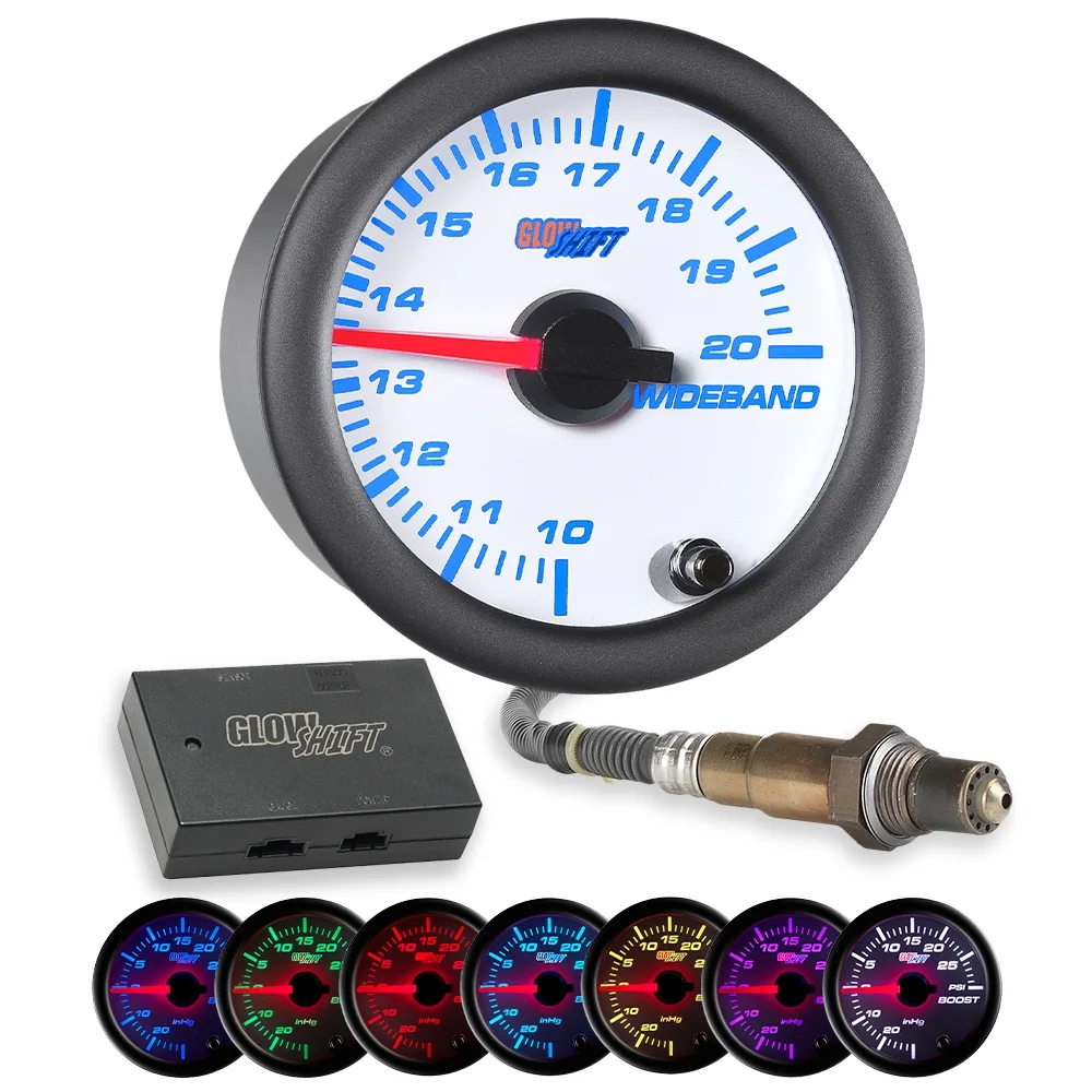GlowShift White 7 Color Series Analog Wideband Air/Fuel Ratio Gauge