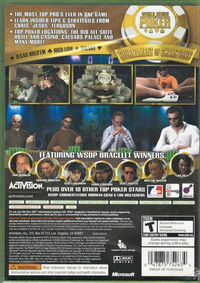 World Series of Poker: Tournament Champions Xbox 360 (Brand New Factory Sealed U