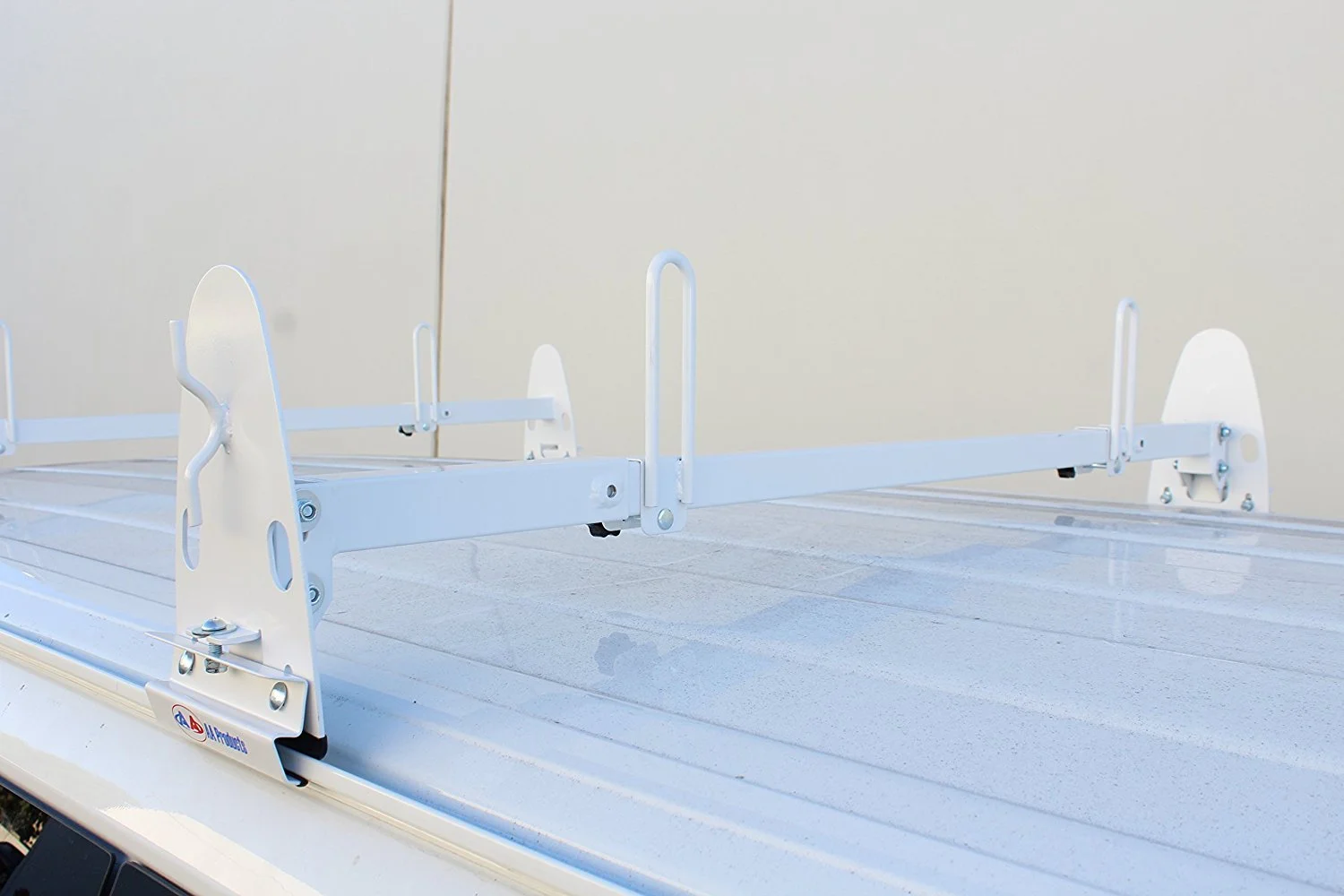 AA-Racks Steel Square Two (2) Bar Van Roof Rack With Ladder Stopper - Black (X27-BLK)