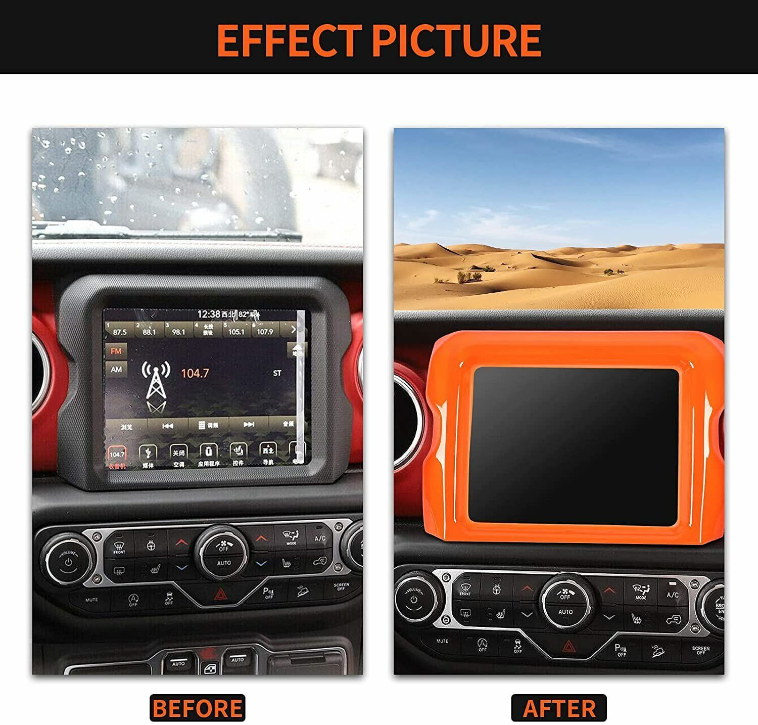 Teledu 8.4'' Dashboard Navigation Display Frame Trim Cover Wrangler + Orange