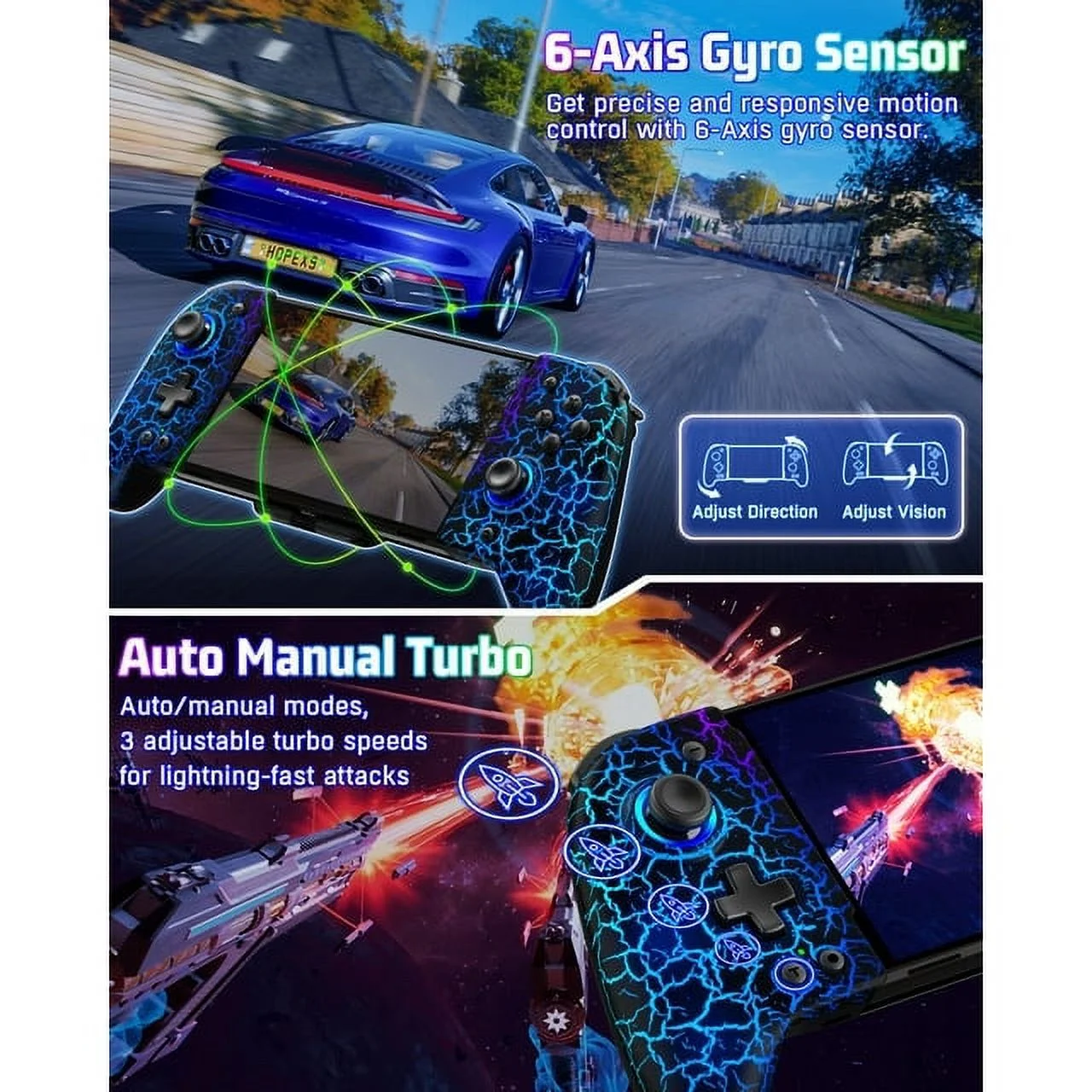 Joypad Controller for Nintendo Switch,One-Piece Joypad Controller Replacement for Switch Joy Con, Switch Joycons Controller Remote with Adjustable Turbo and Ergonomically Designed