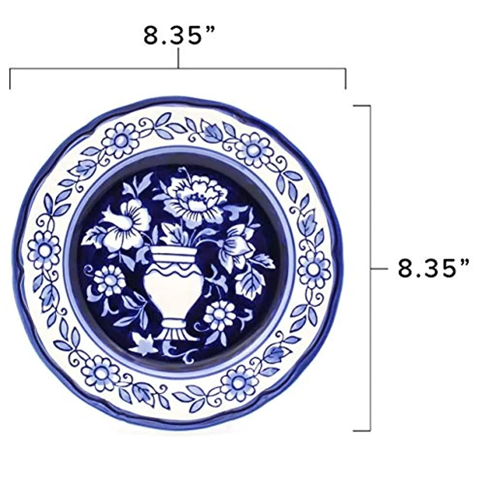 Euro Ceramica BGN-1001-DS Blue Garden Dinnerware Set, 16Piece, White