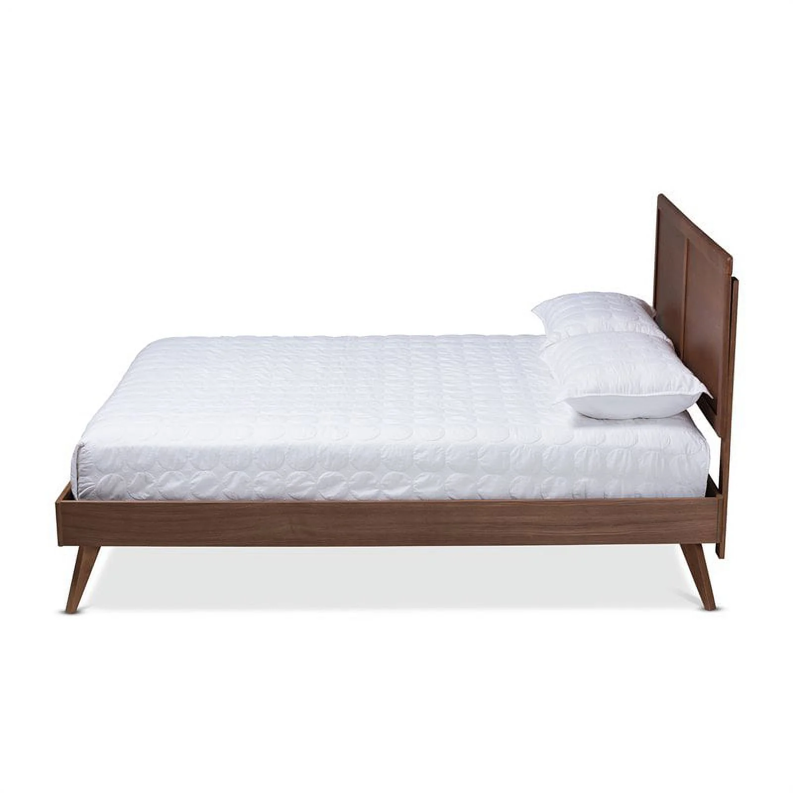 Bowery Hill Mid-Century Wood Queen Platform Bed in Walnut Brown