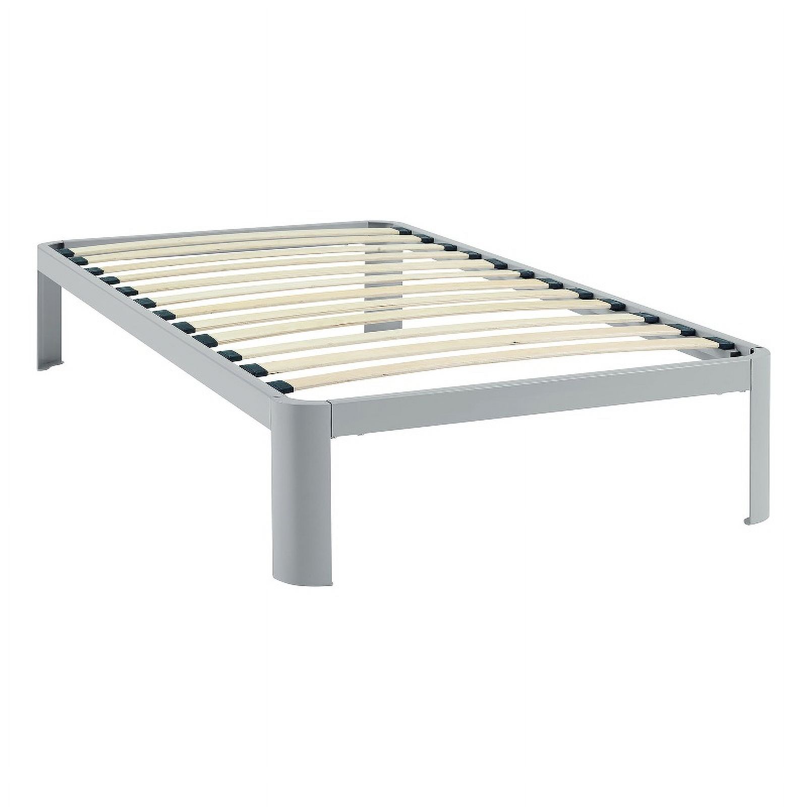 Pemberly Row Modern Platform Metal Twin Bed Frame in Gray Finish
