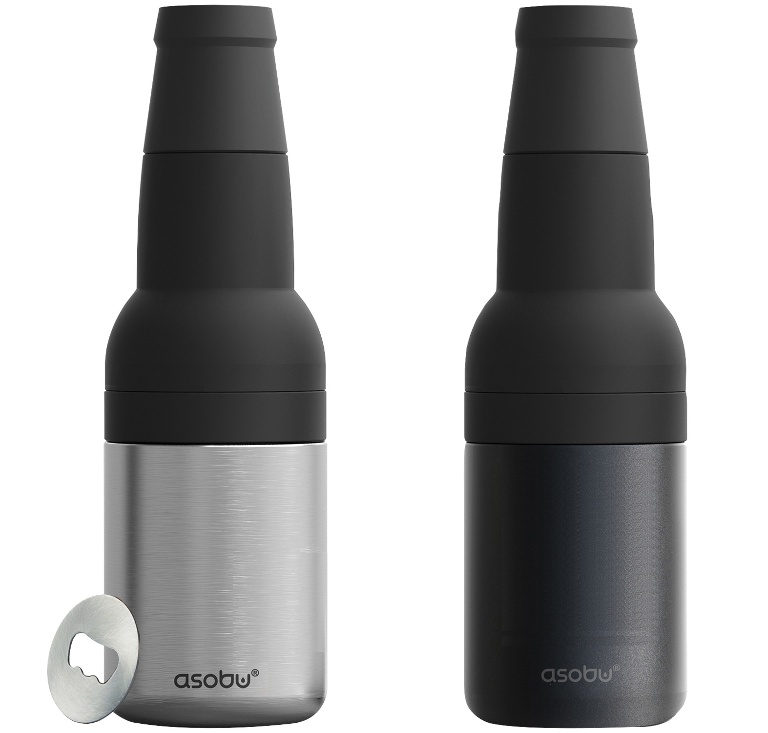 ASOBU Frosty Beer 2 Go Chiller (Black/Silver), 2 Pack