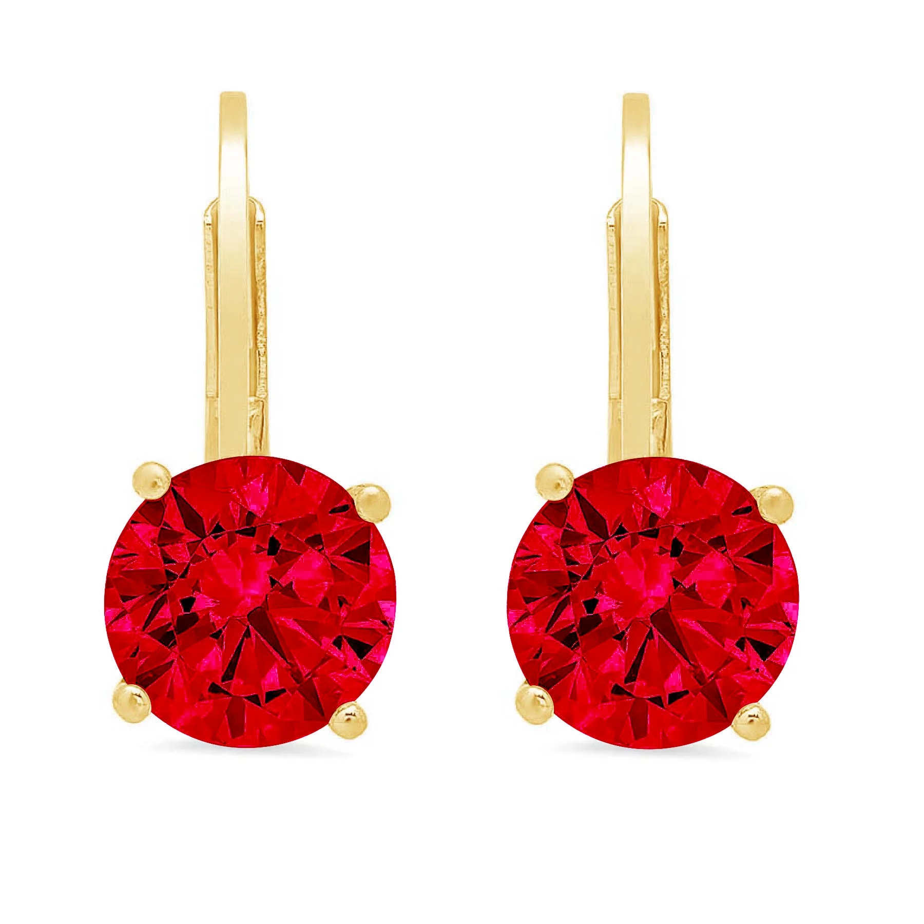 Clara Pucci 1 ct Brilliant Round Cut Drop Dangle VVS1 Genuine Conflict free Pink Simulated Tourmaline Real Stamped Solid 18K Yellow Gold Earrings Lever Back