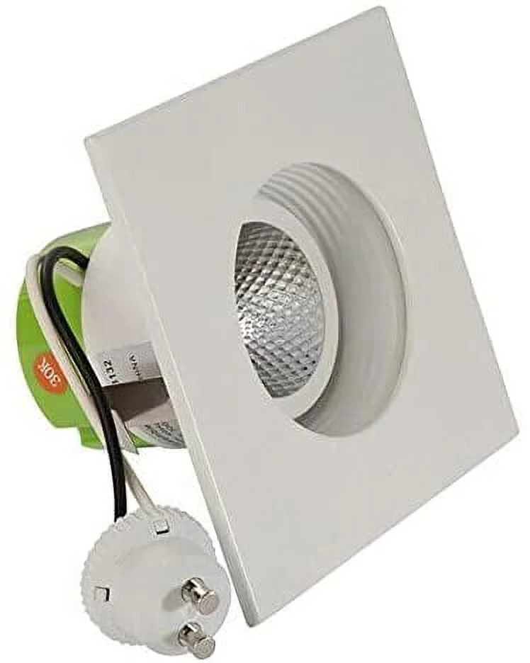 (4-Pack) 3-Inch Square LED Downlight Retrofit, GU10 Base, 7-Watt (50W) Soft White 3000K, LED Retrofit Recessed Lighting Fixture, 550 Lumens, Dimmable, ETL-Listed