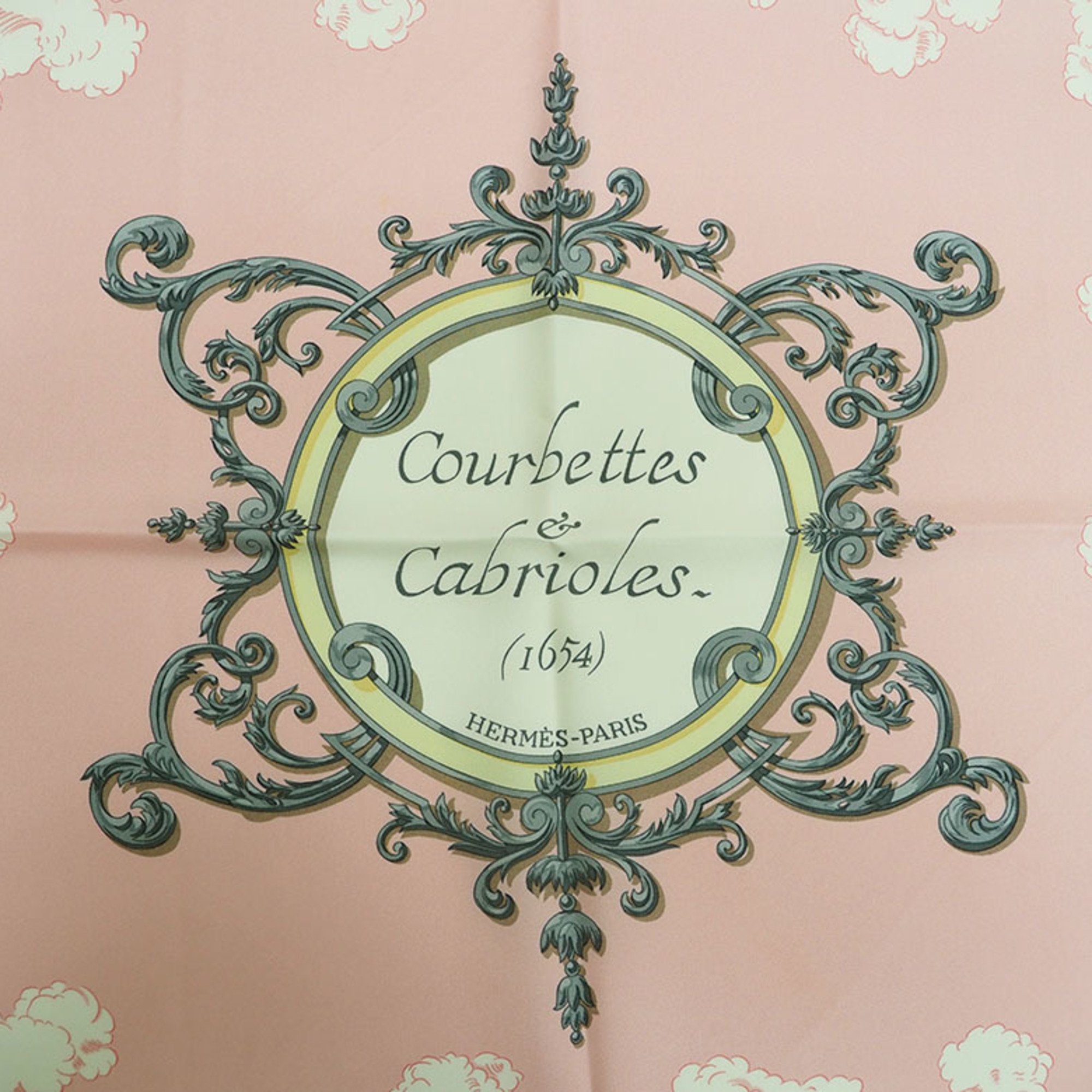 Pre-Owned Hermes Carré 90 Scarf Muffler Courbette and Capriole Courbettes e Cabrioles Pink x White Women's Silk HERMES (Good)