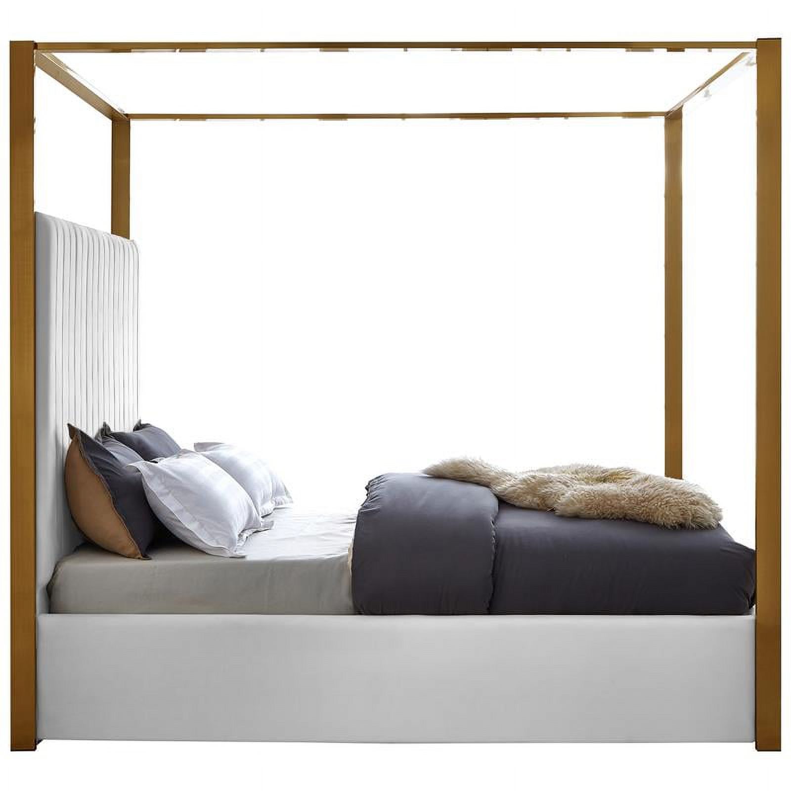 Meridian Furniture Jones White Vegan Leather Queen Bed