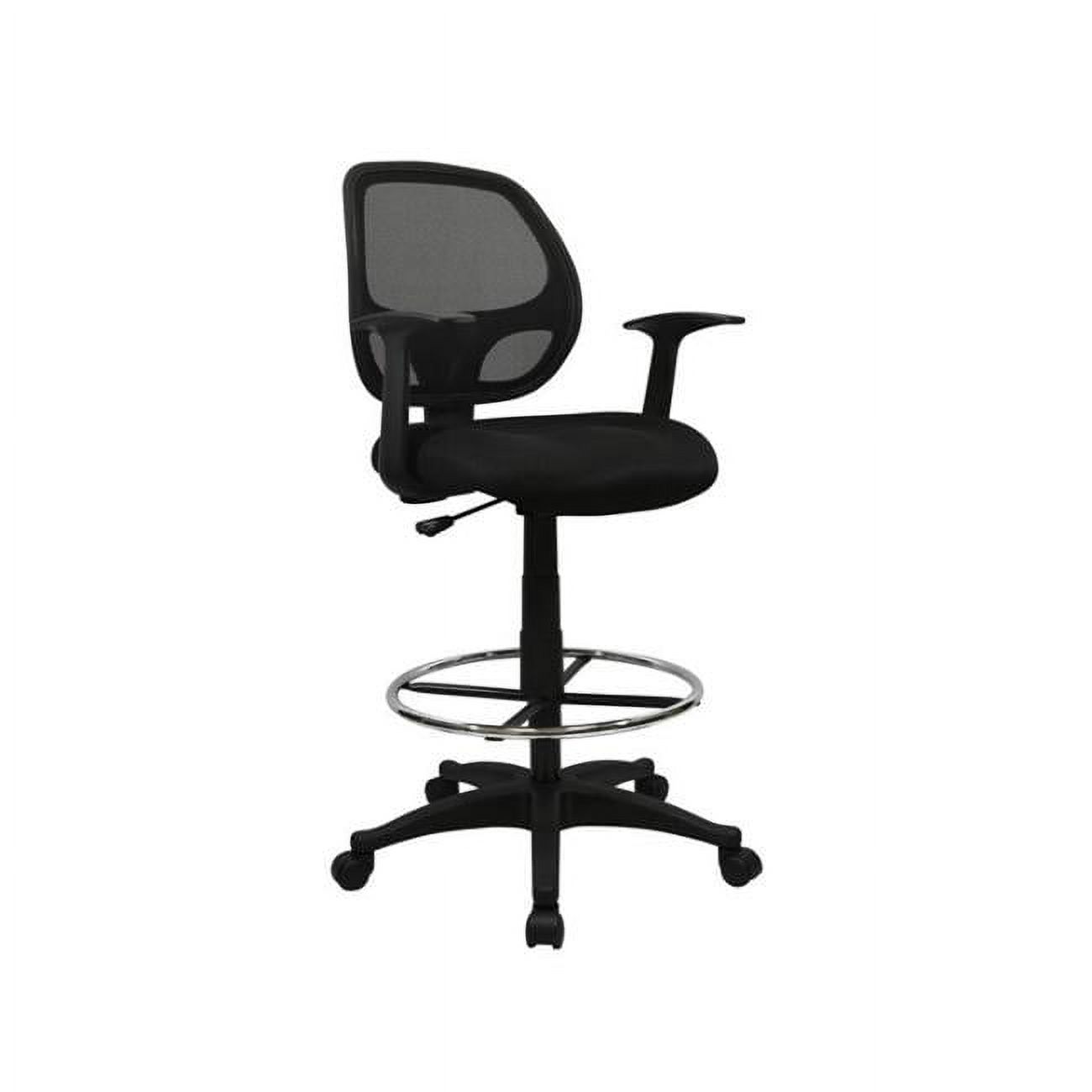 Nicer Furniture AP5118A Black Mesh Computer Desk Chair with Foot Ring - with T Arms