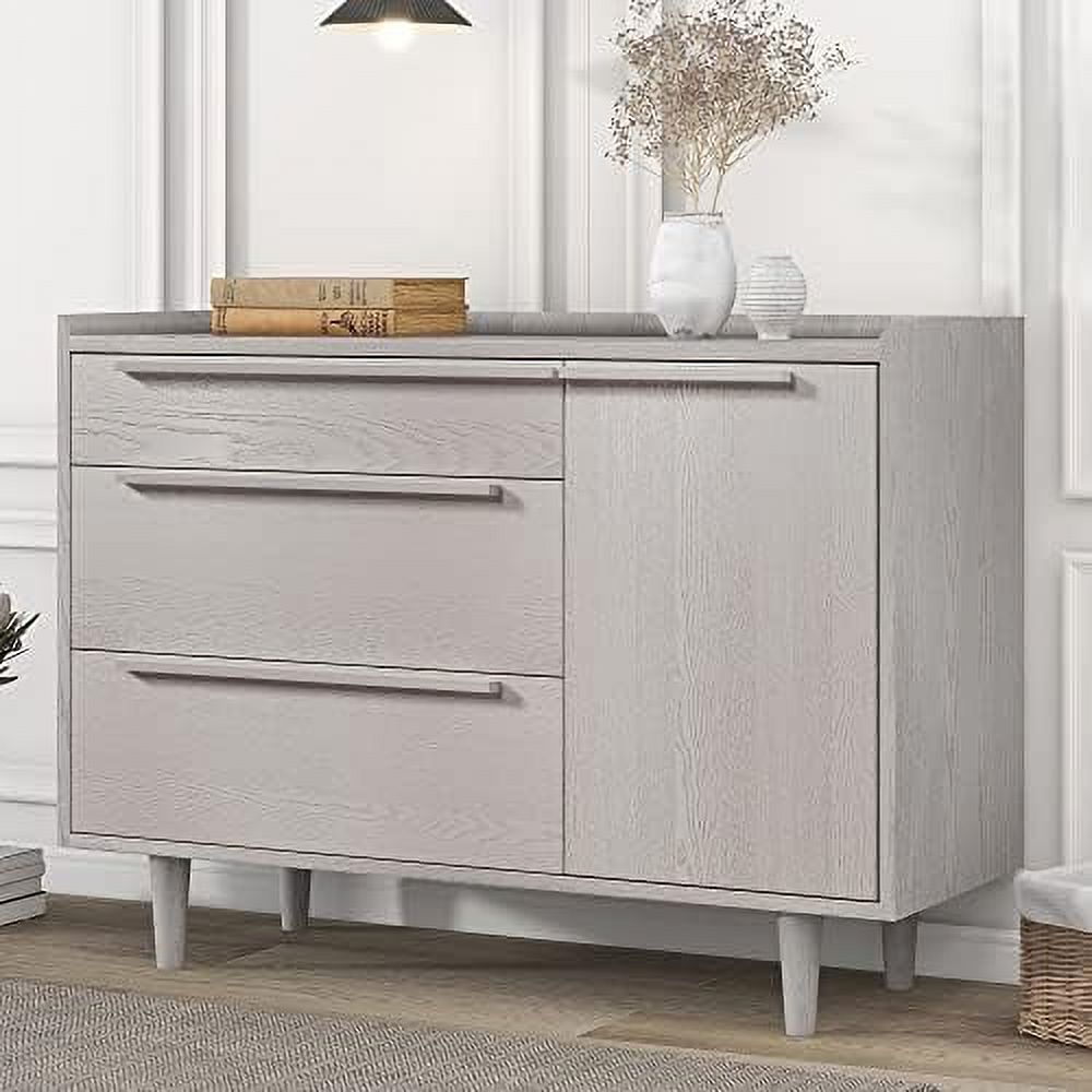 TJUNBOLIFE 3-Drawer Dresser with Cabinet  Chest for Bedroom  Nursery Dresser Organizer Wood Dresser of Drawers for Bedroom with Three Drawers Modern Gray  Cabinet