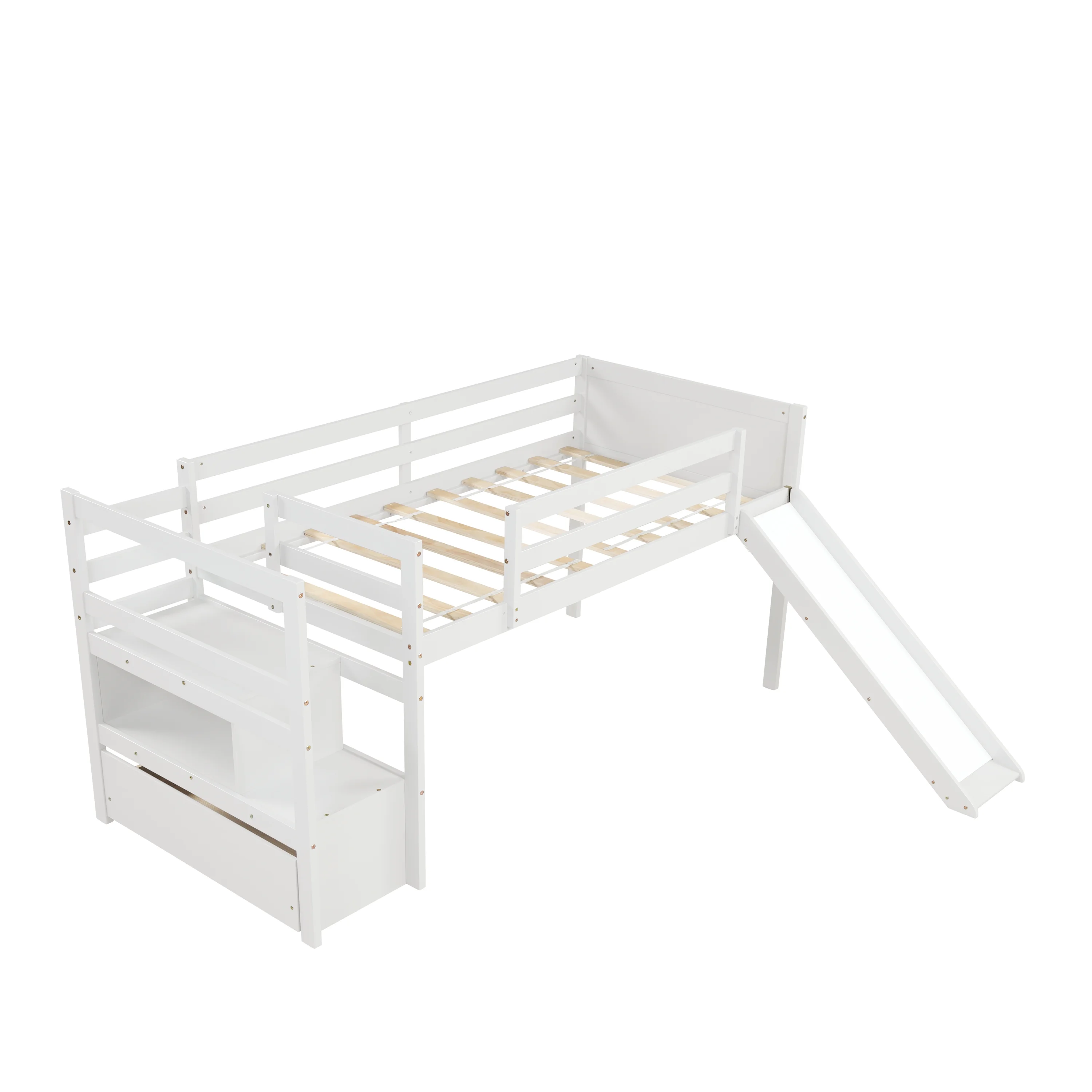 CoSoTower Twin Low Loft Bed with Stairs and Slide
